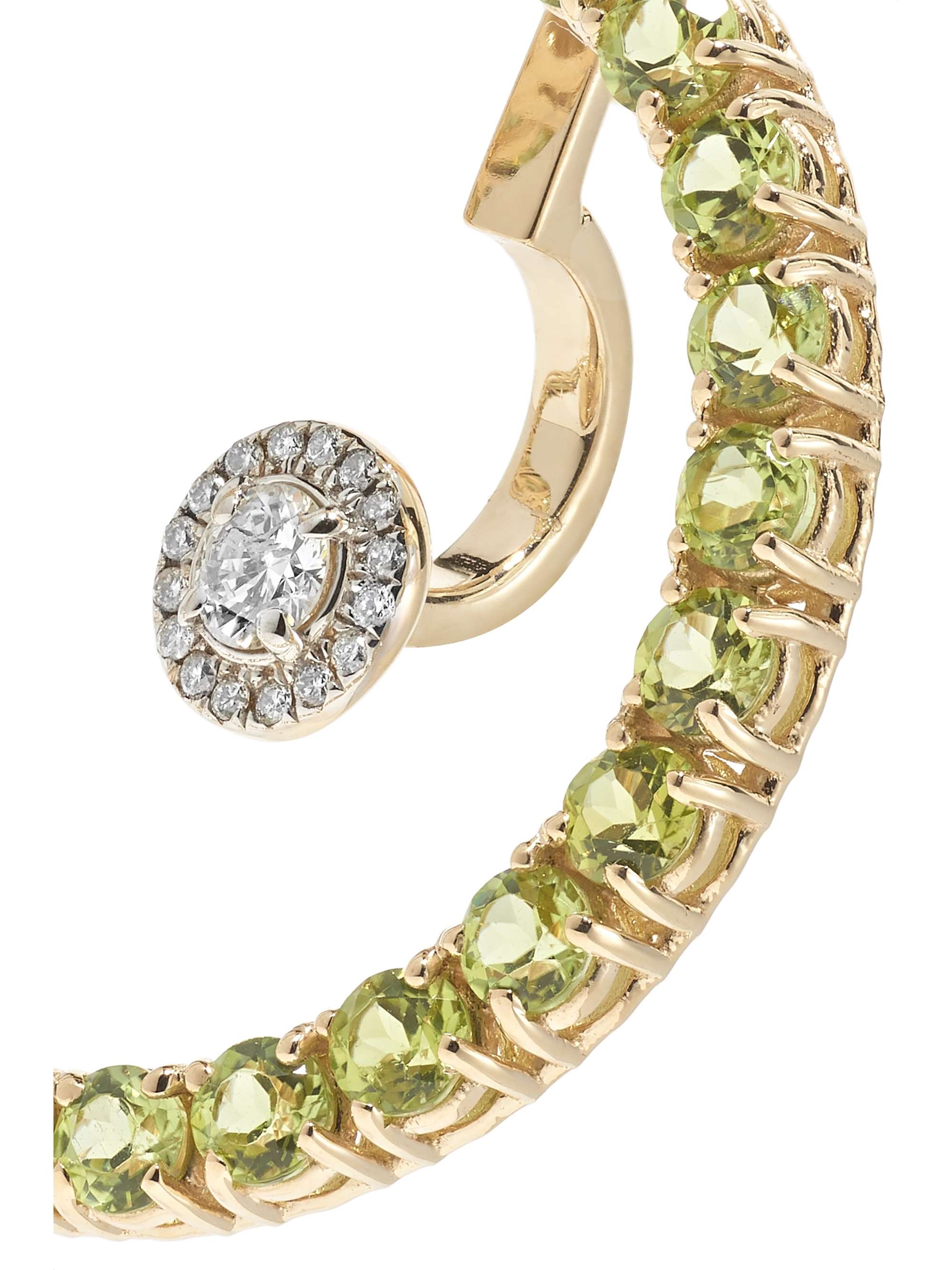 MATEO 14-karat gold, peridot and diamond earrings