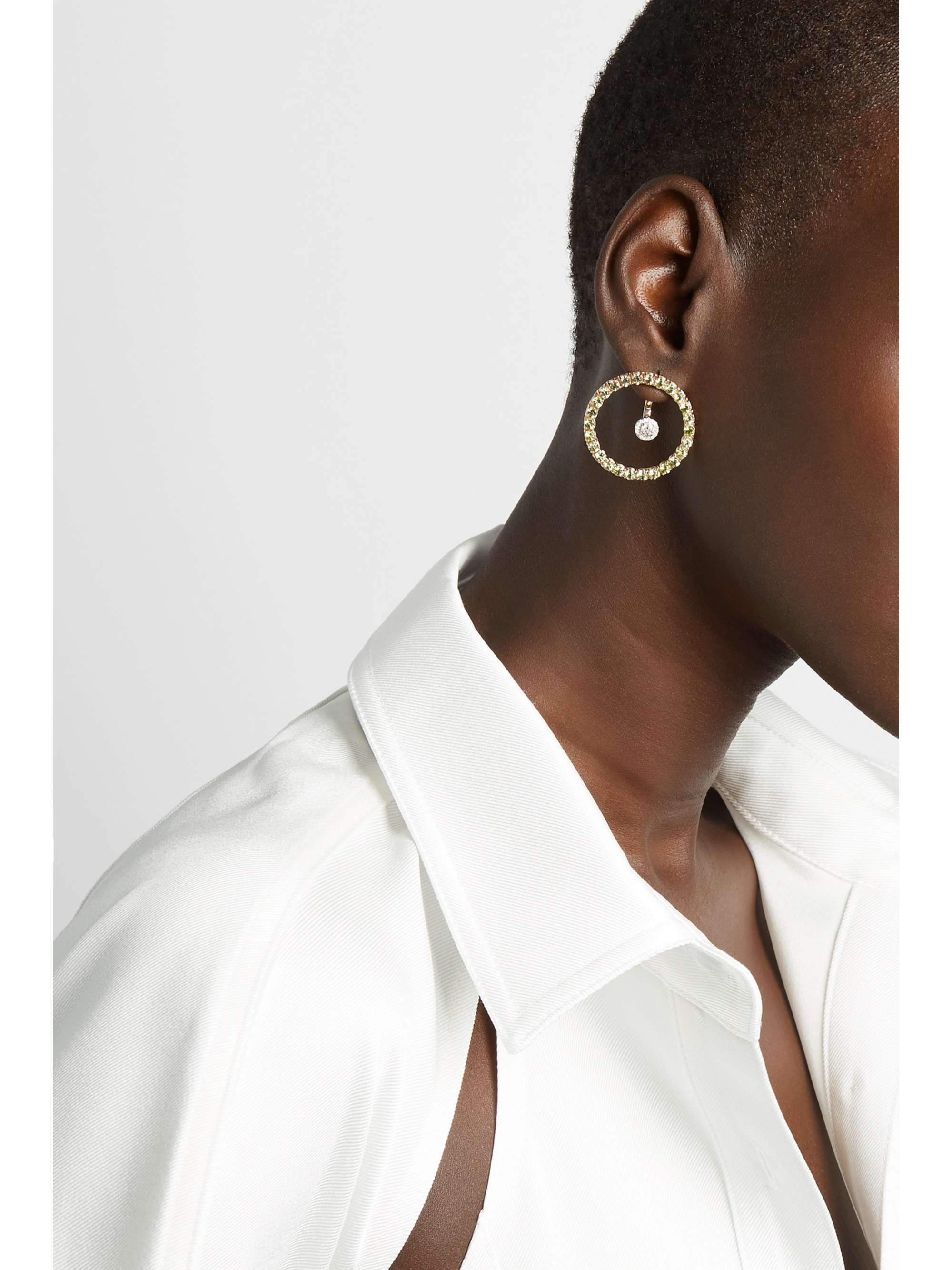 MATEO 14-karat gold, peridot and diamond earrings