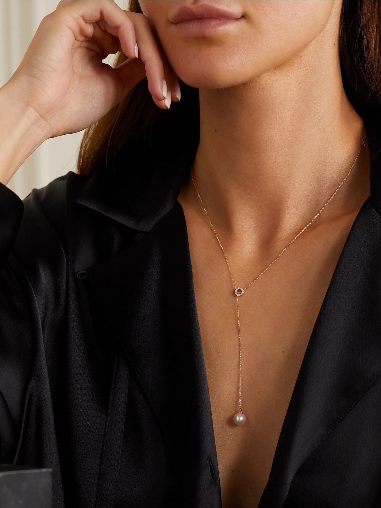 Mateo 14-karat Gold, Diamond And Pearl Necklace In Gold