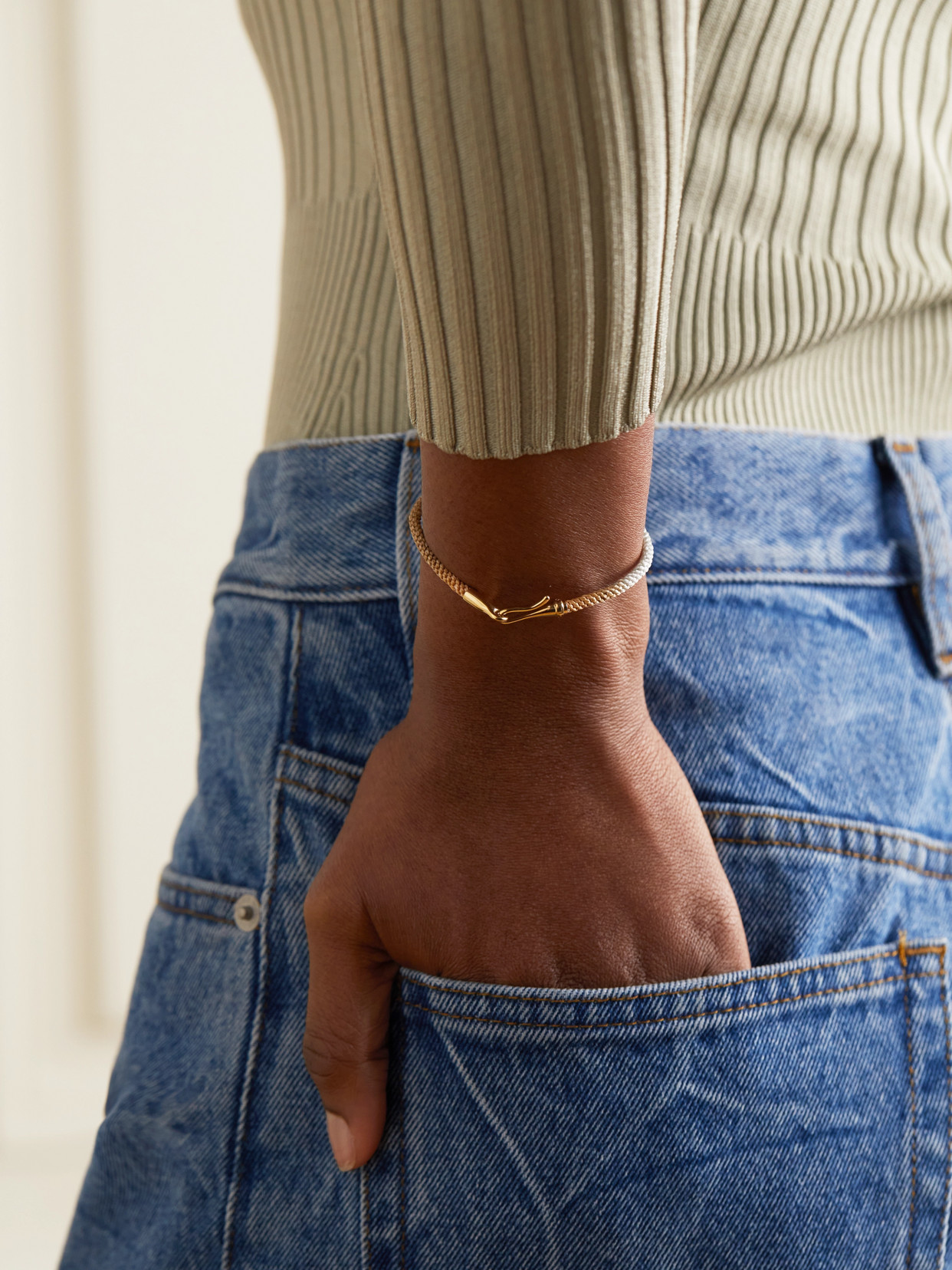 Shop Ole Lynggaard Copenhagen Life 18-karat Gold And Rope Bracelet