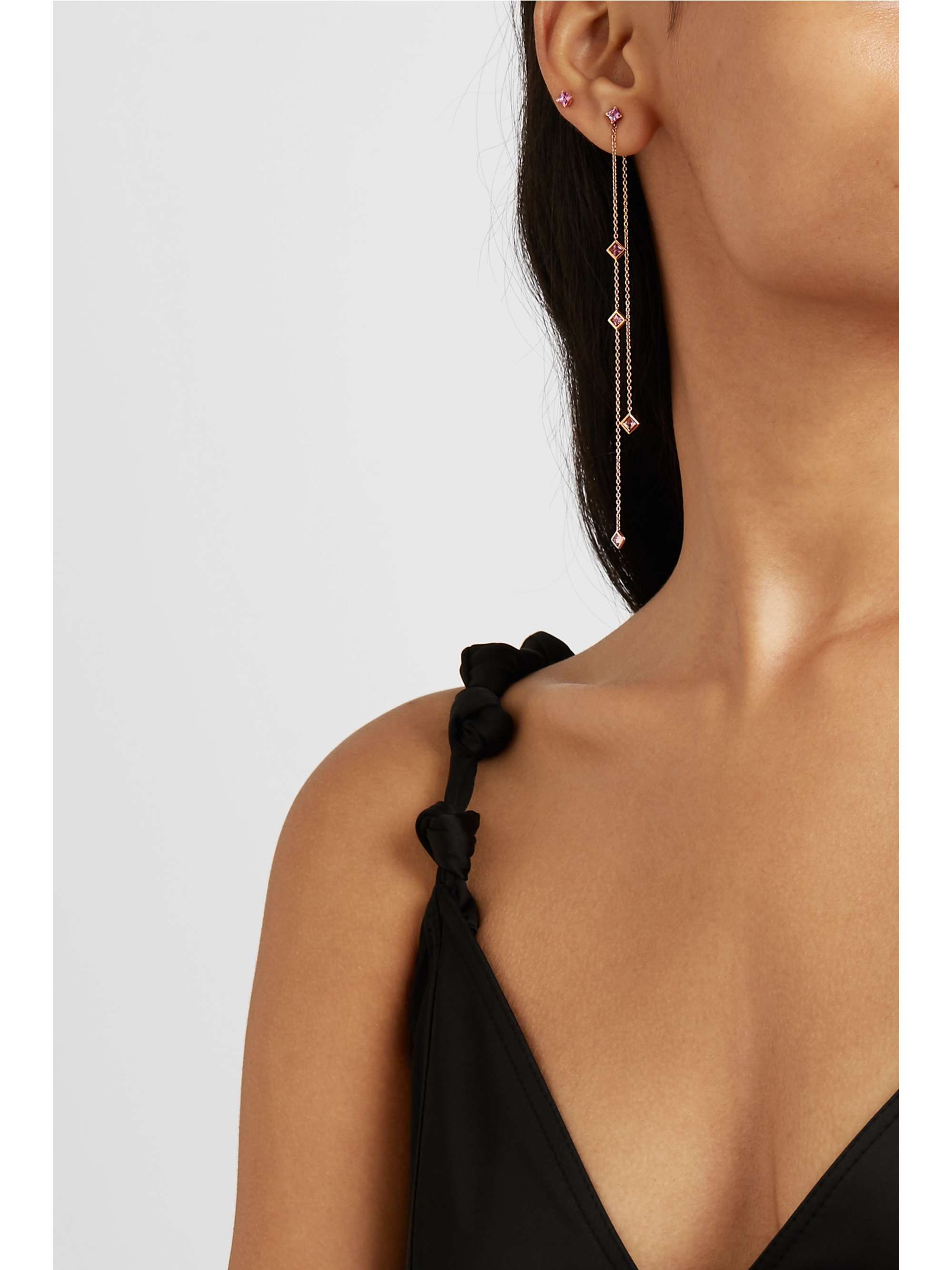 DIANE KORDAS 18-karat rose gold sapphire earrings