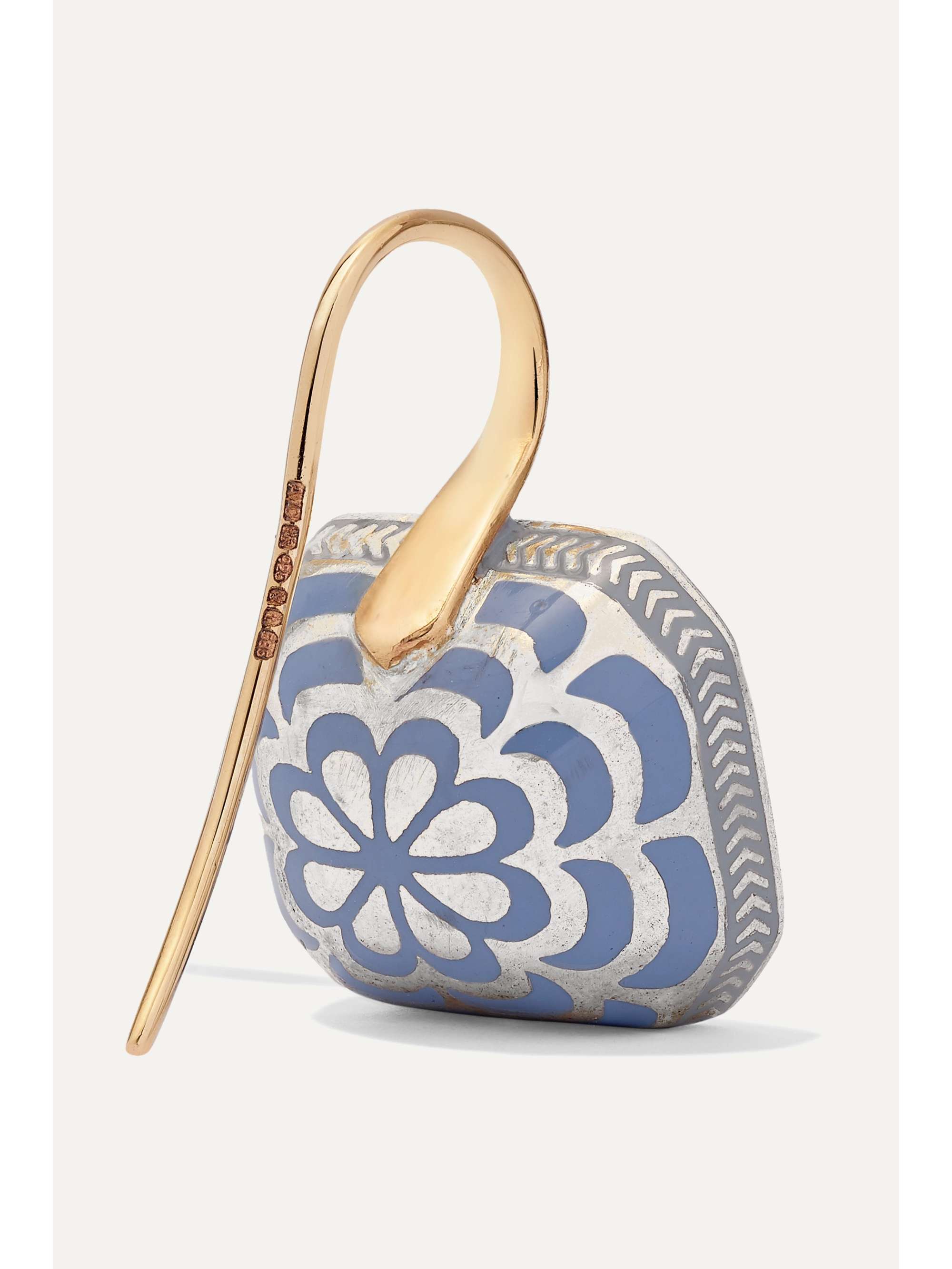 ALICE CICOLINI Silver Tile 22-karat gold, sterling silver, enamel and aquamarine earrings