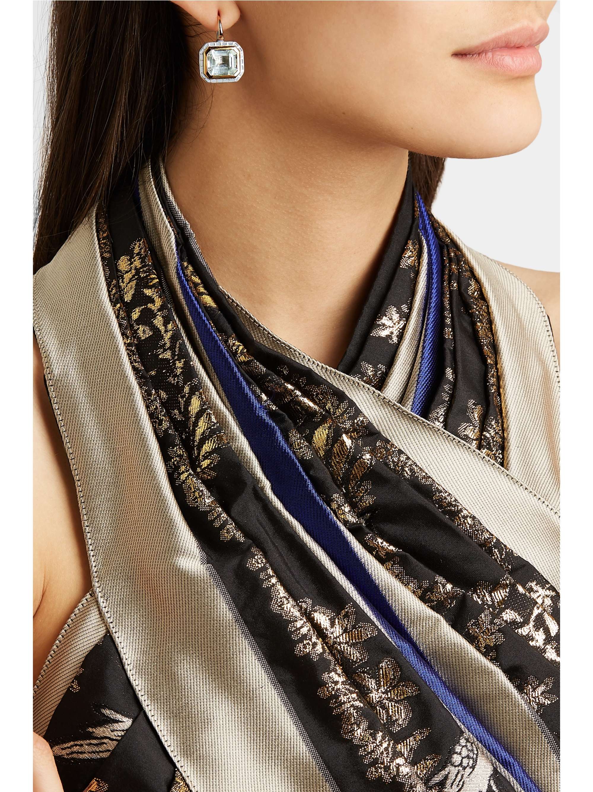 ALICE CICOLINI Silver Tile 22-karat gold, sterling silver, enamel and aquamarine earrings