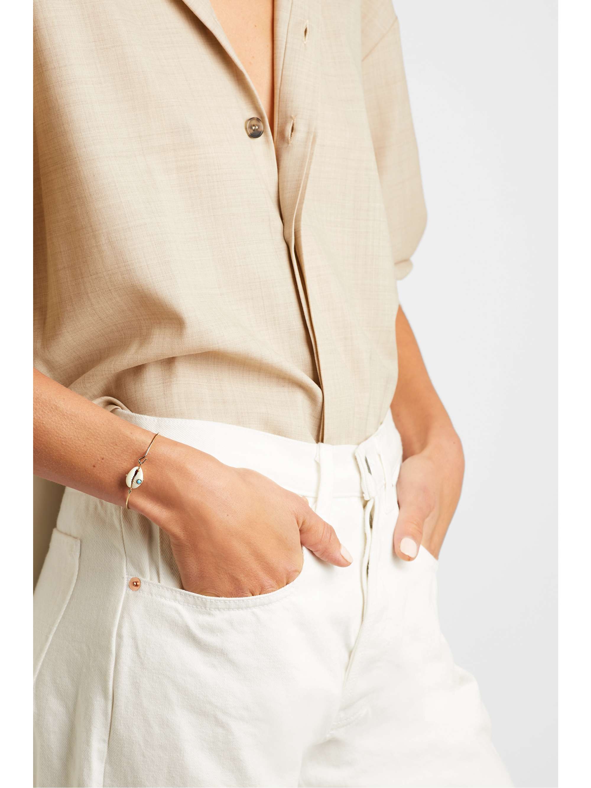 PASCALE MONVOISIN Cauri 9-karat gold, shell and diamond bracelet