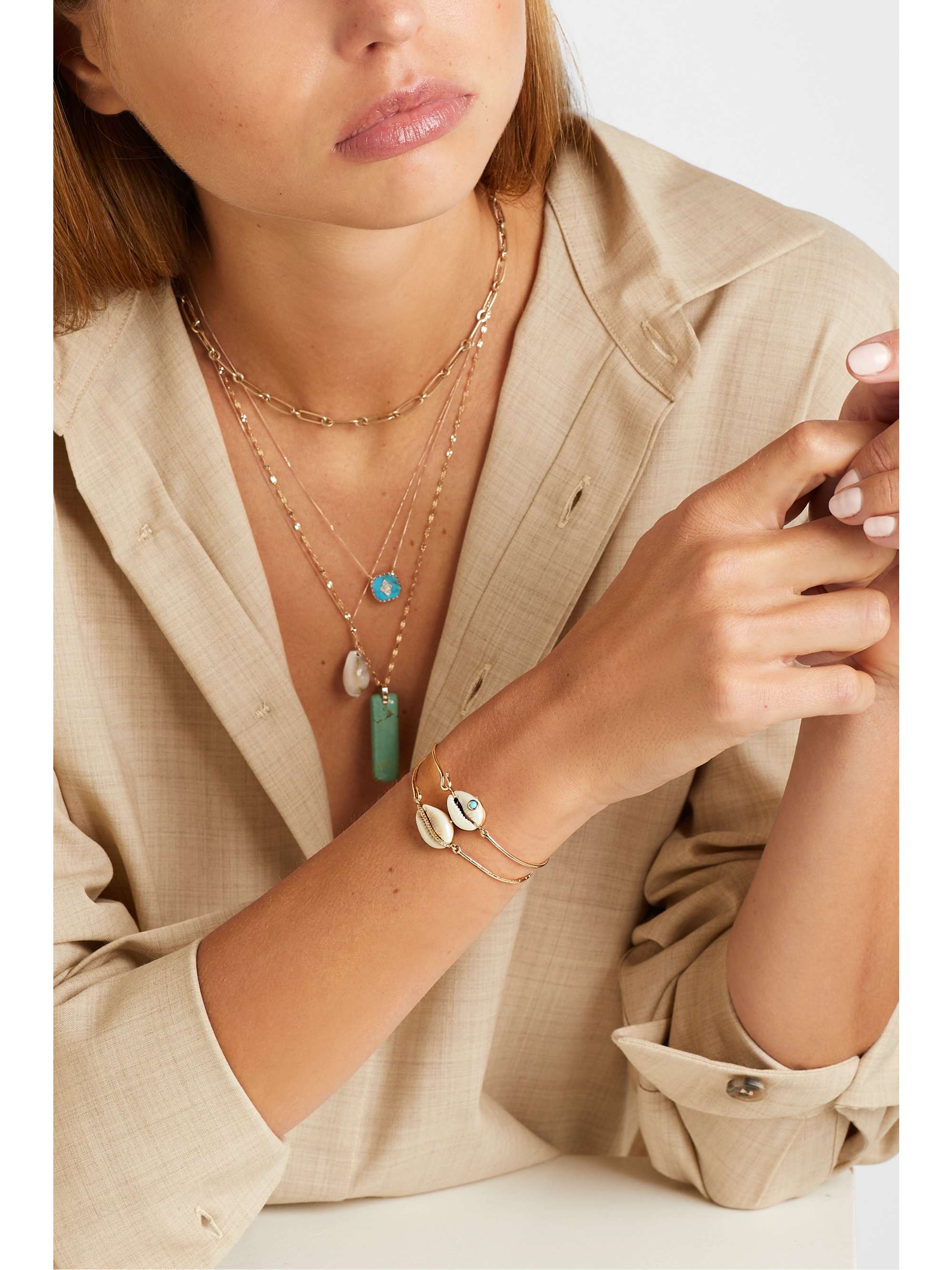 PASCALE MONVOISIN Cauri 9-karat gold, shell and diamond bracelet