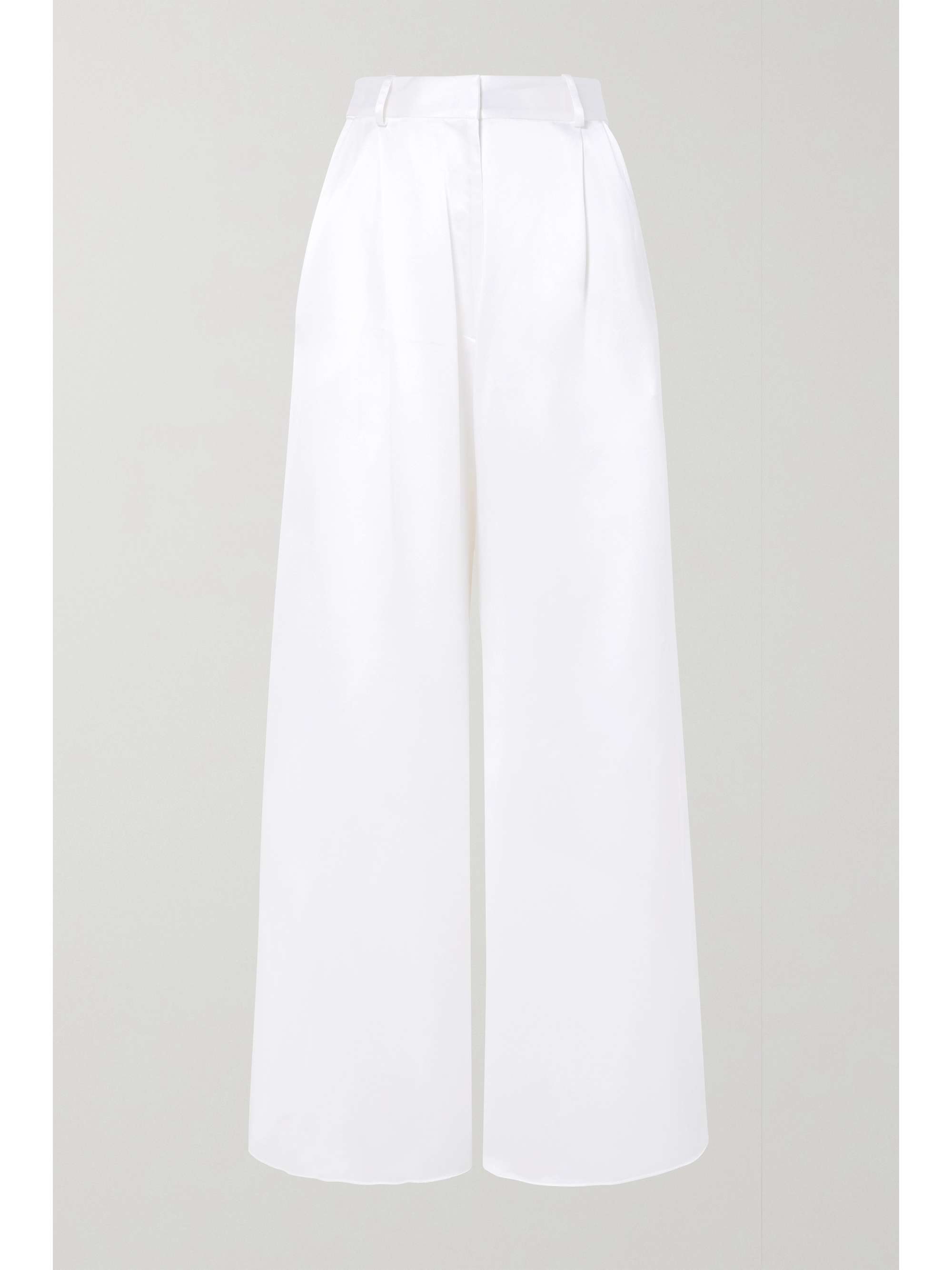 white satin wide leg trousers