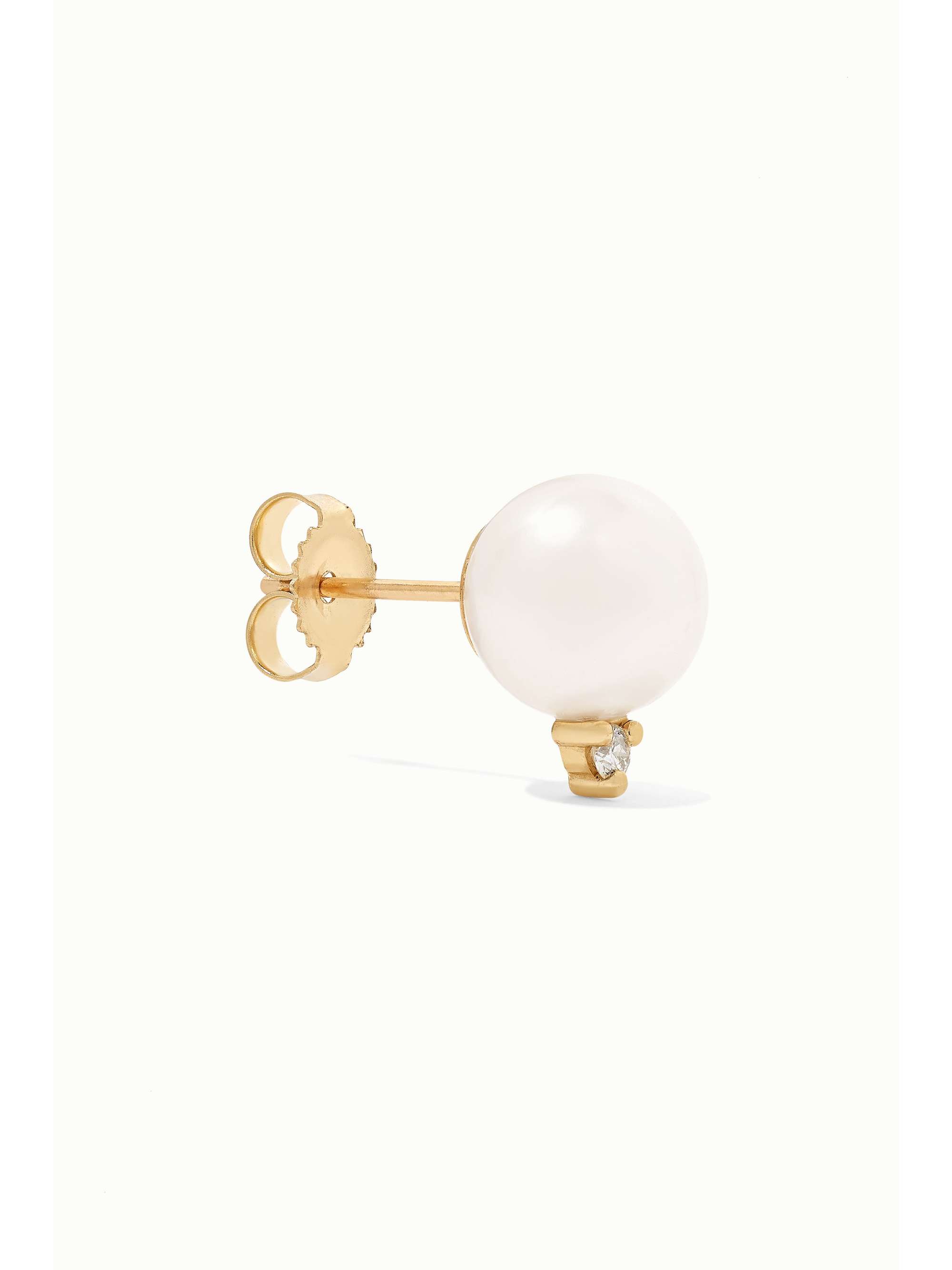 MIZUKI 14-karat gold, pearl and diamond earrings