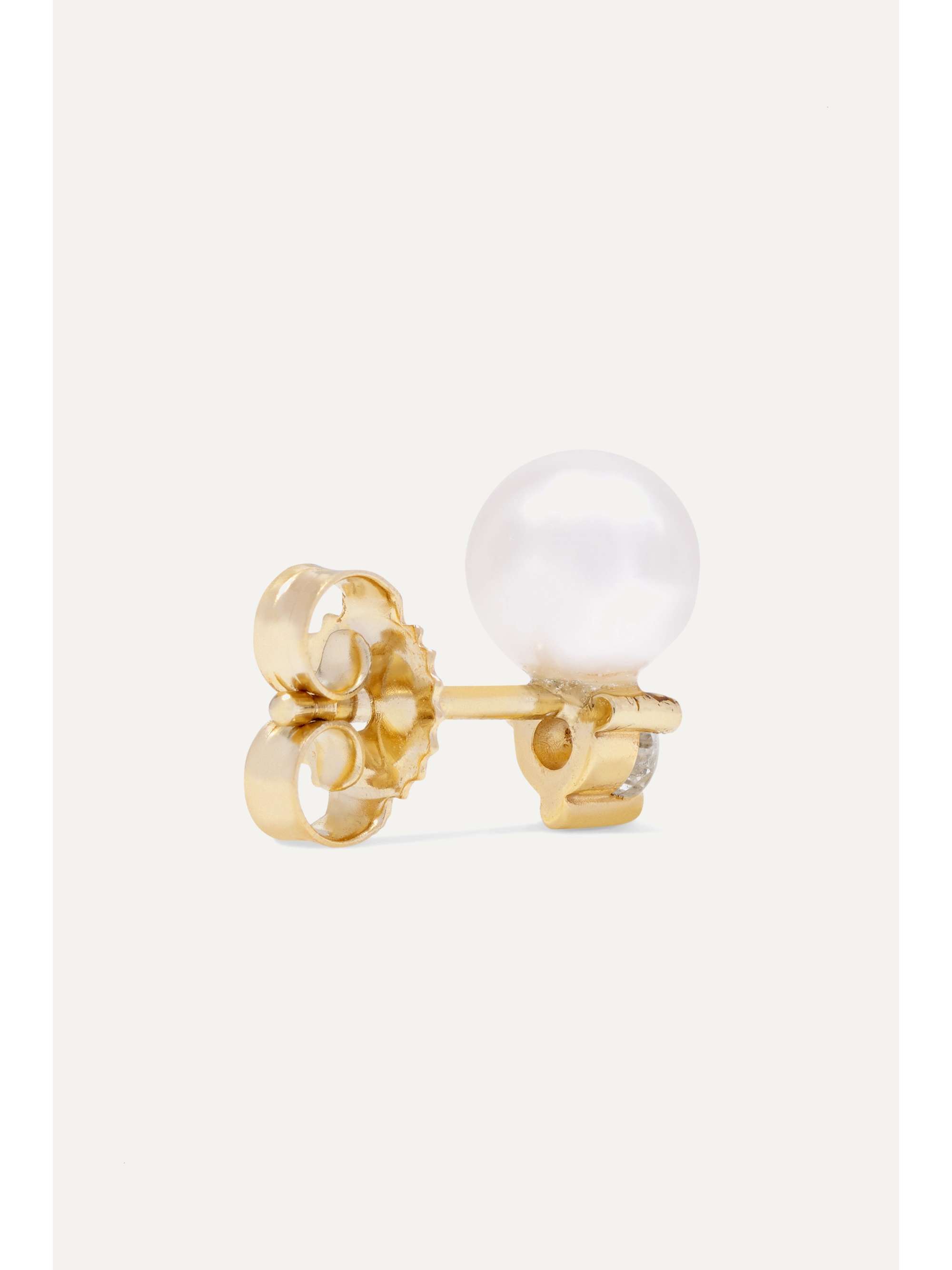 MIZUKI 14-karat gold, pearl and diamond earrings