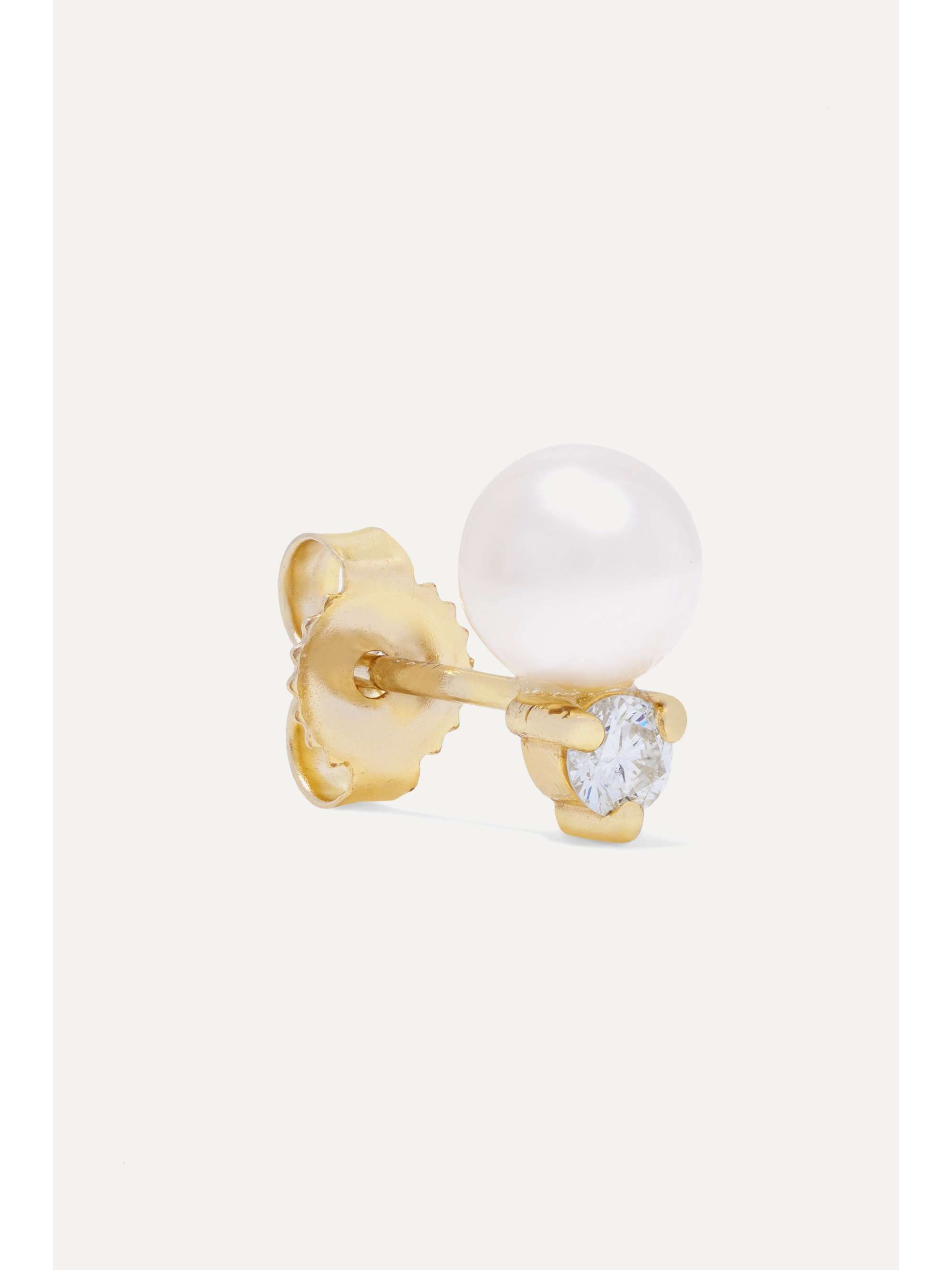 MIZUKI 14-karat gold, pearl and diamond earrings