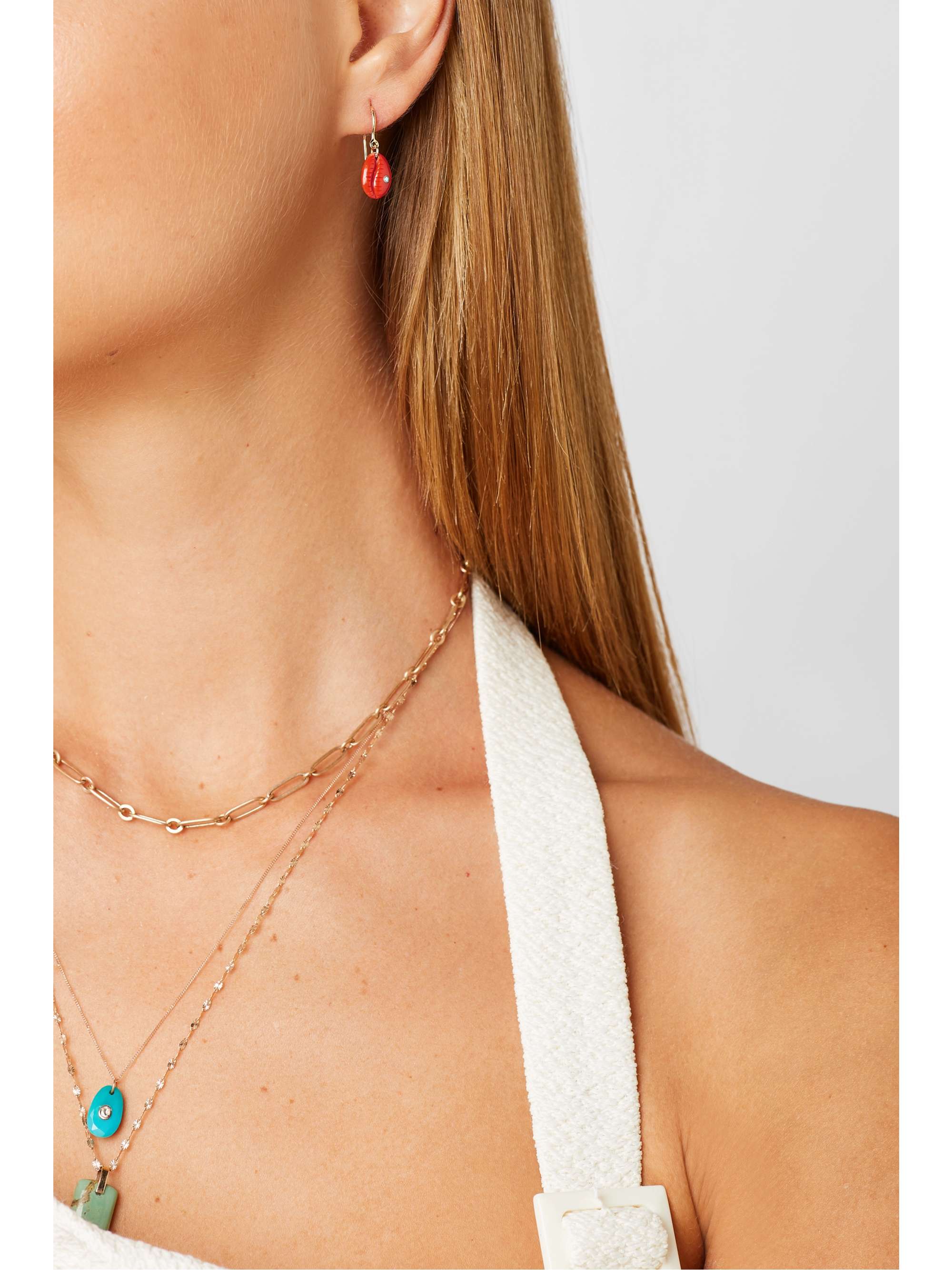 PASCALE MONVOISIN Cauri N°2 9-karat gold resin and turquoise earring