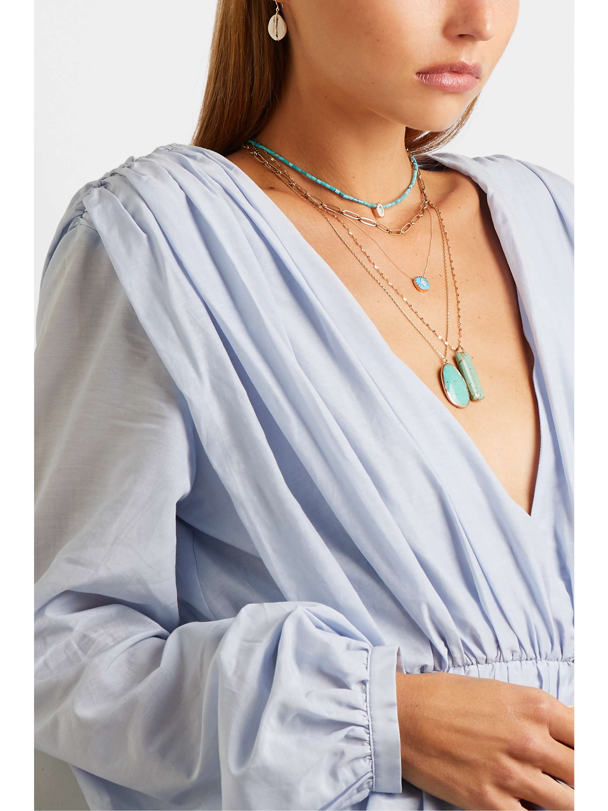 PASCALE MONVOISIN Pierrot N°2 9-karat rose gold, turquoise and diamond necklace