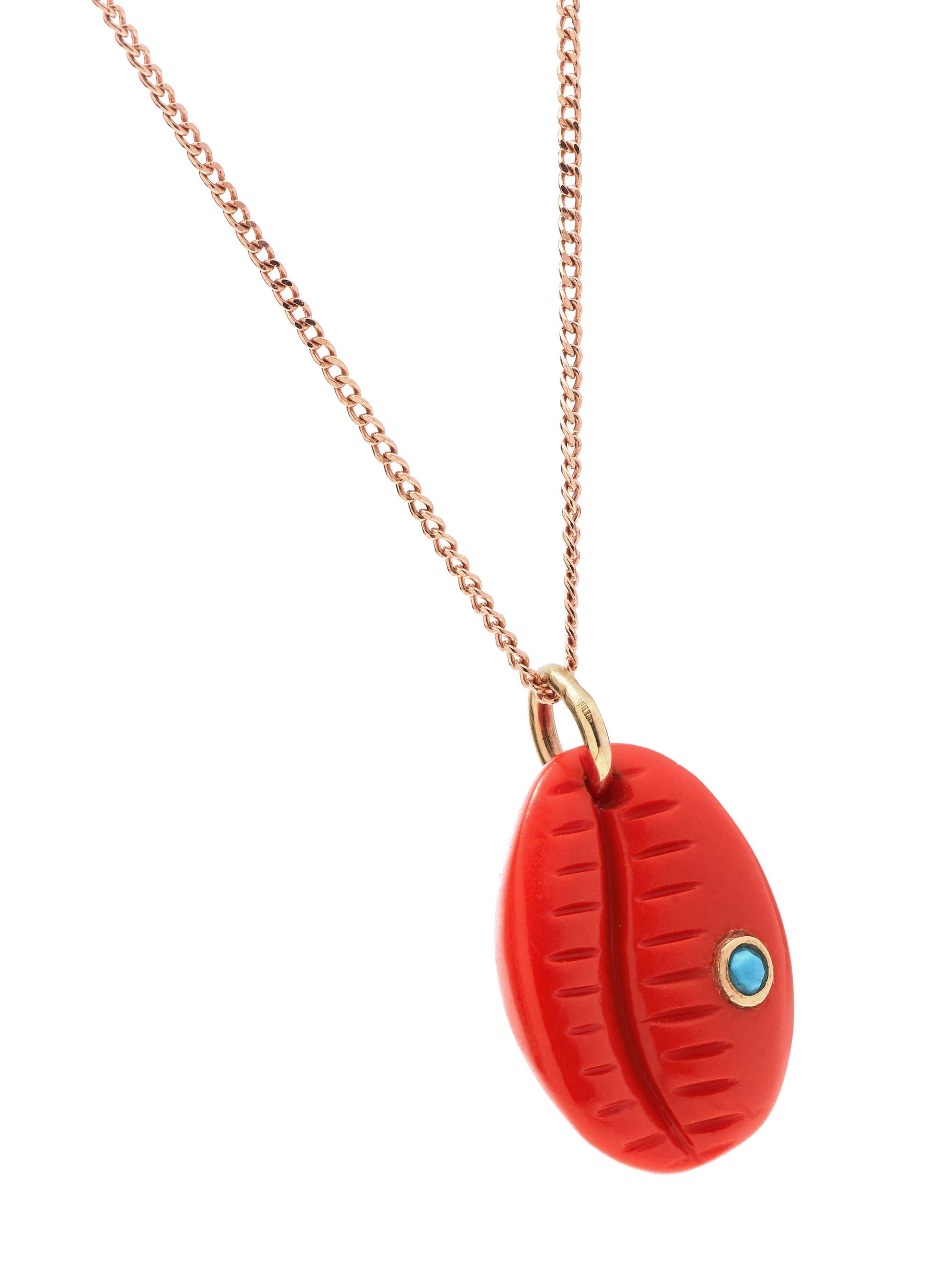 PASCALE MONVOISIN Cauri N°2 9-karat rose and yellow gold, resin and turquoise necklace
