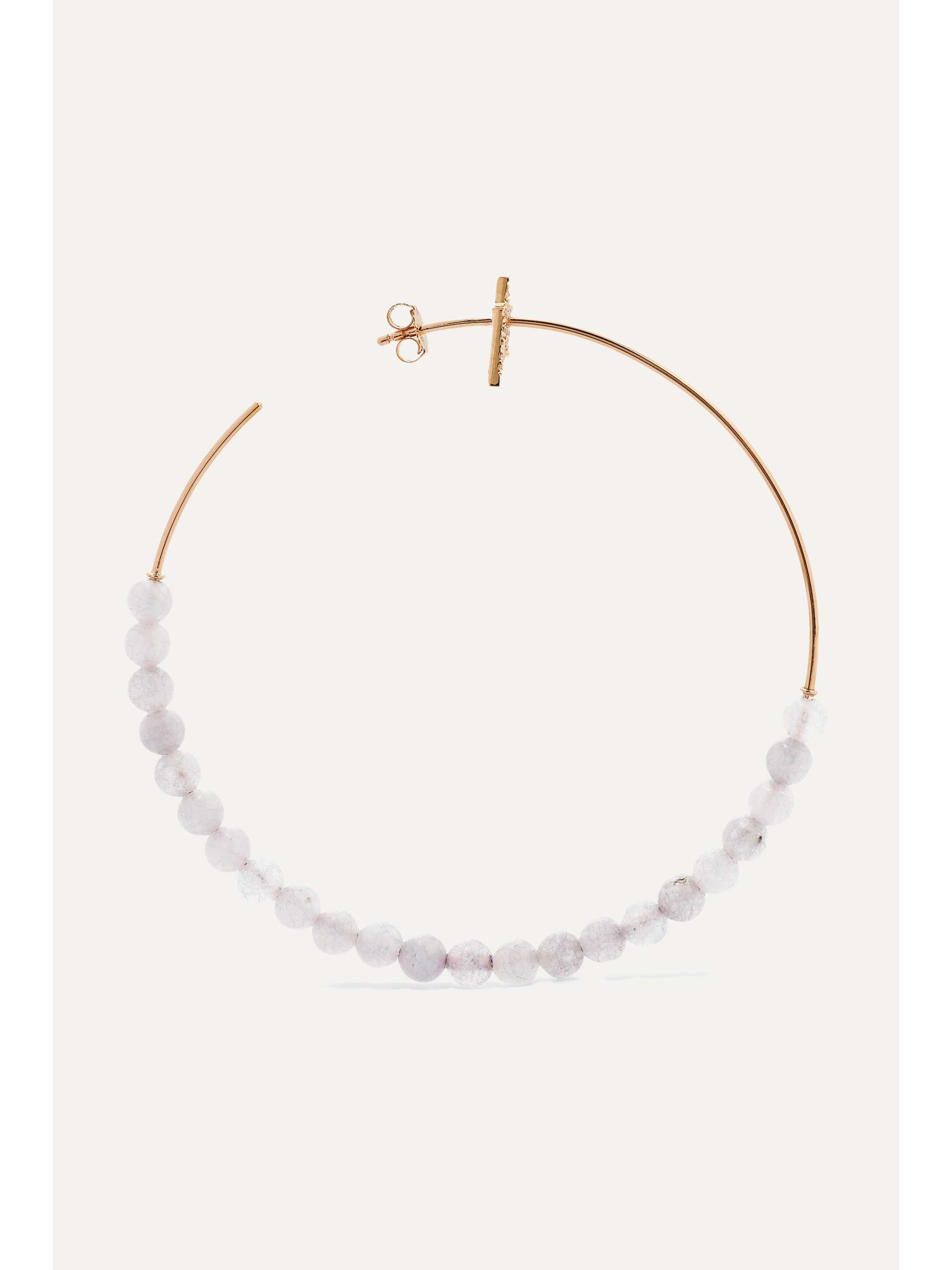 DIANE KORDAS 18-karat rose gold, malachite and diamond hoop earrings