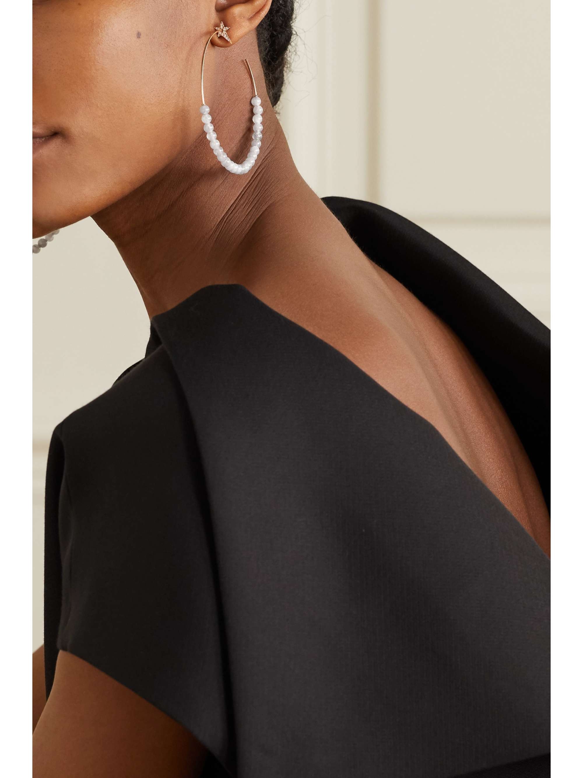 DIANE KORDAS 18-karat rose gold, malachite and diamond hoop earrings