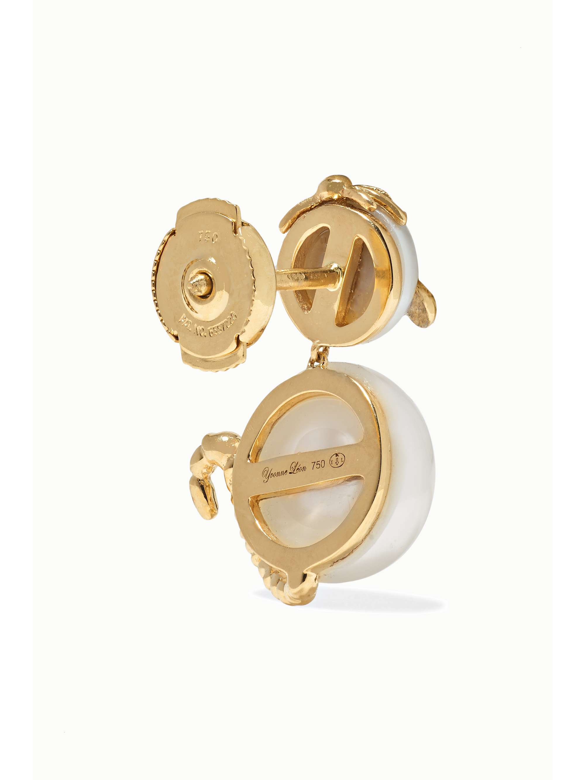 YVONNE LÉON 18-karat gold, pearl and diamond earrings
