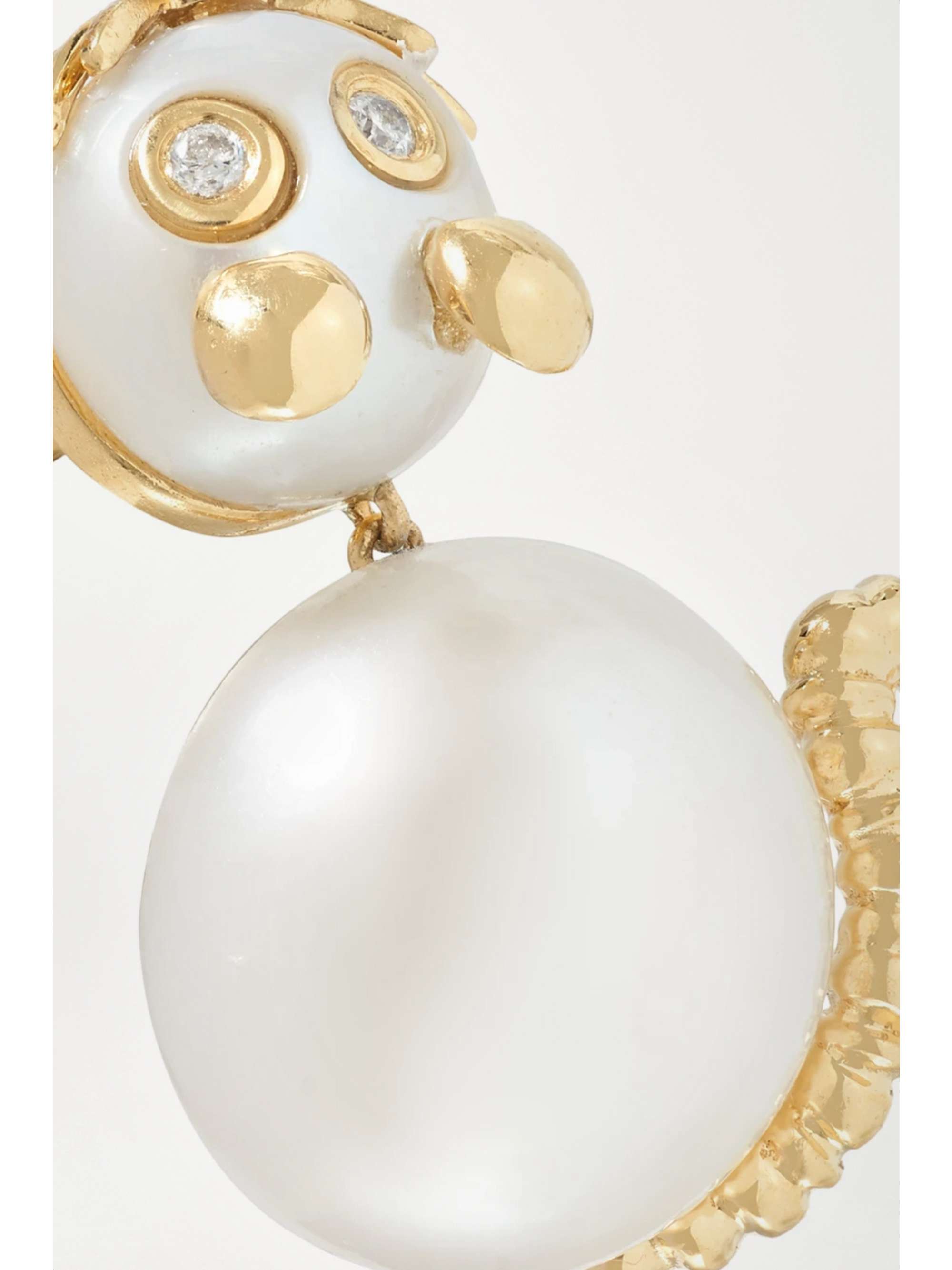 YVONNE LÉON 18-karat gold, pearl and diamond earrings