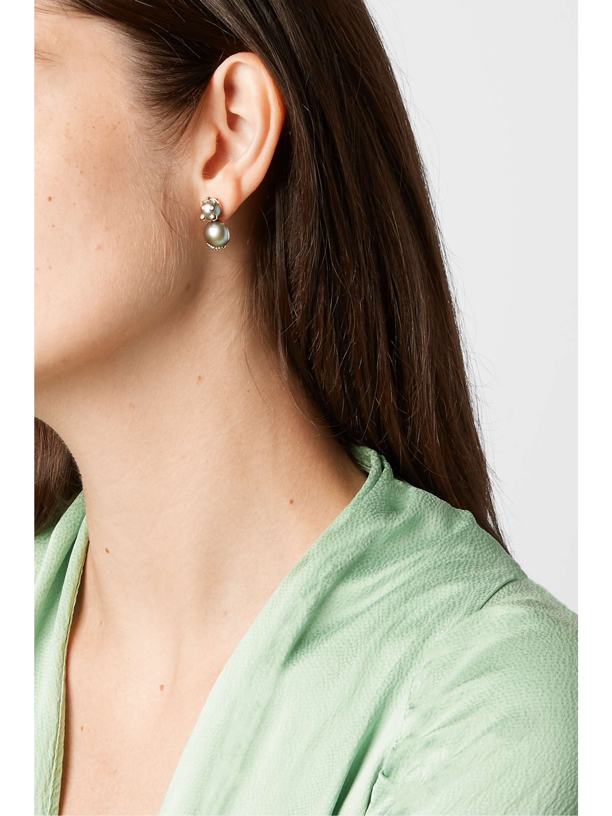 YVONNE LÉON 18-karat gold, pearl and diamond earrings