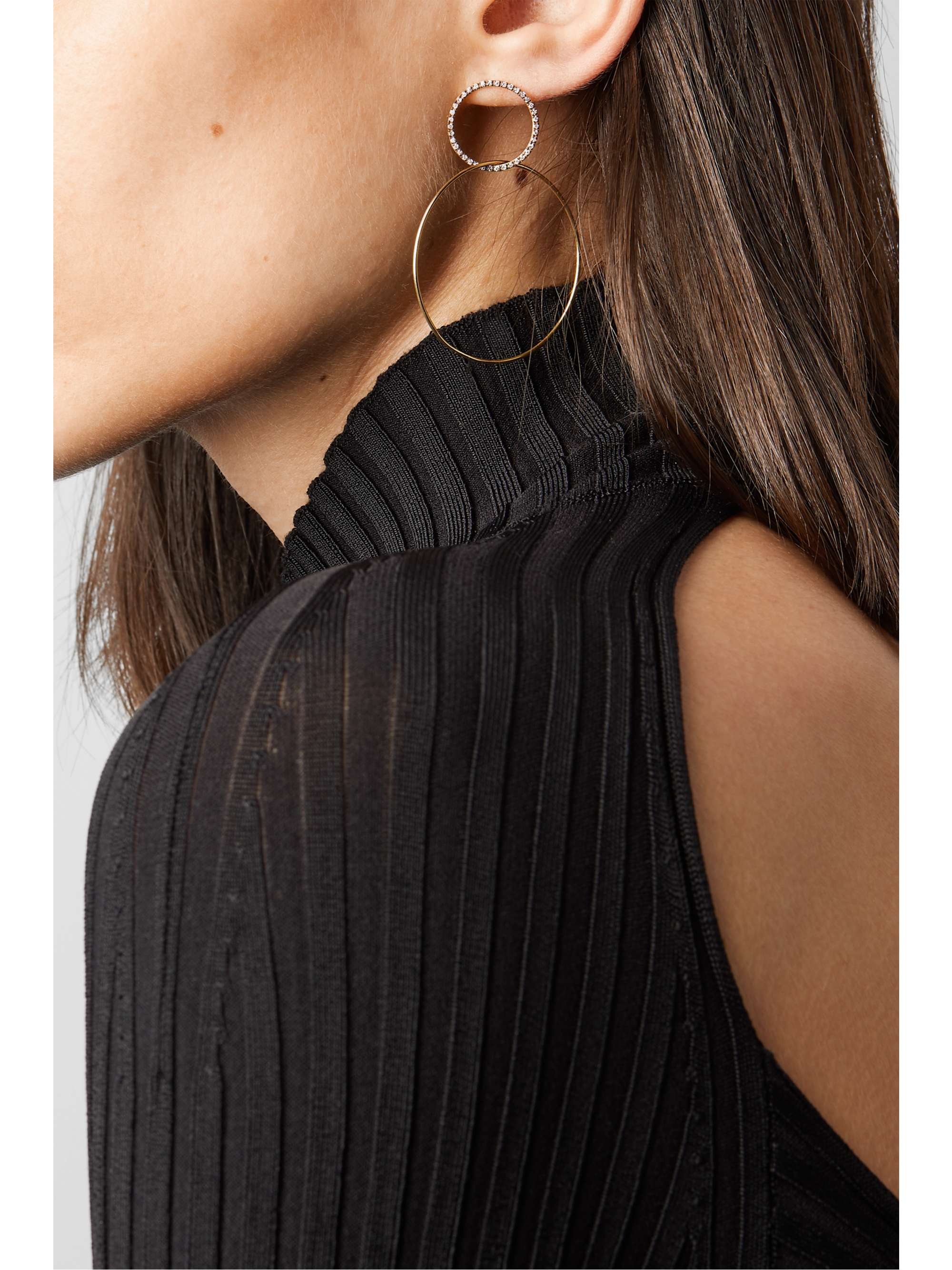 ILEANA MAKRI Boucles d'oreilles en or 18 carats (750/1000) et diamants Double Slim Medium