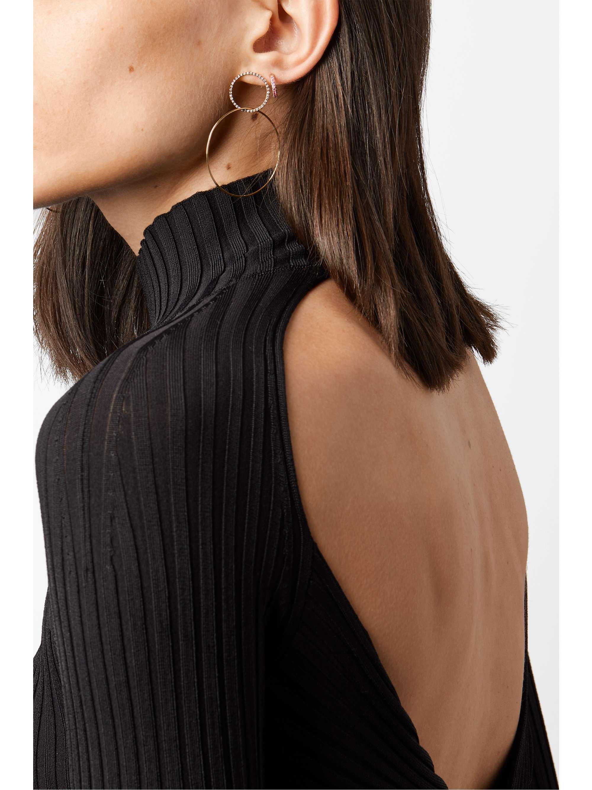 ILEANA MAKRI Boucles d'oreilles en or 18 carats (750/1000) et diamants Double Slim Medium
