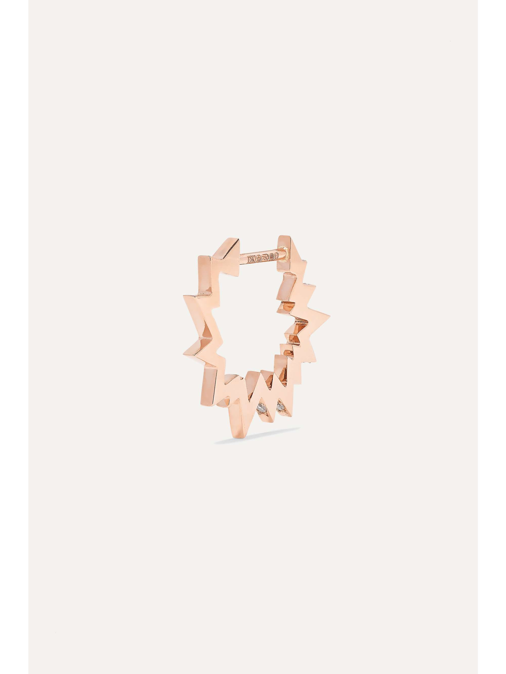 DIANE KORDAS Boucle d'oreille unique en or rose 18 carats (750/1000) et diamants Pop Art