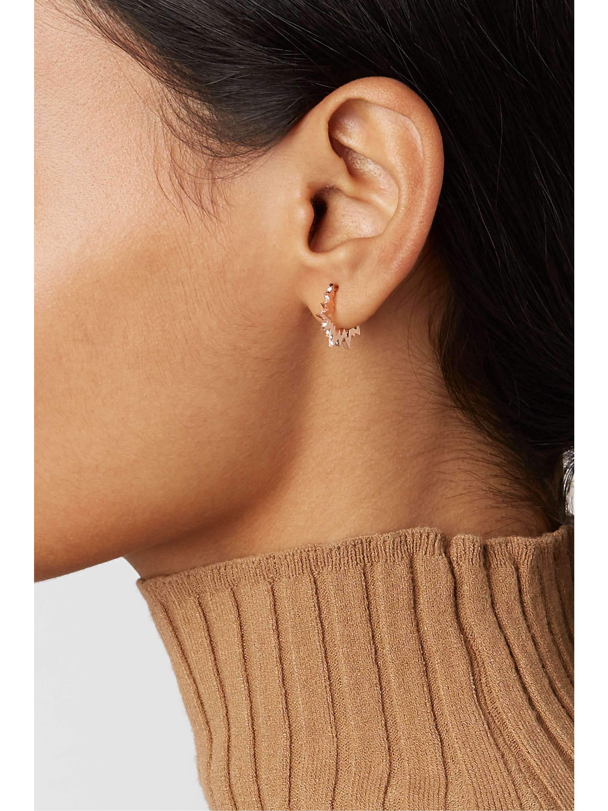 DIANE KORDAS Boucle d'oreille unique en or rose 18 carats (750/1000) et diamants Pop Art