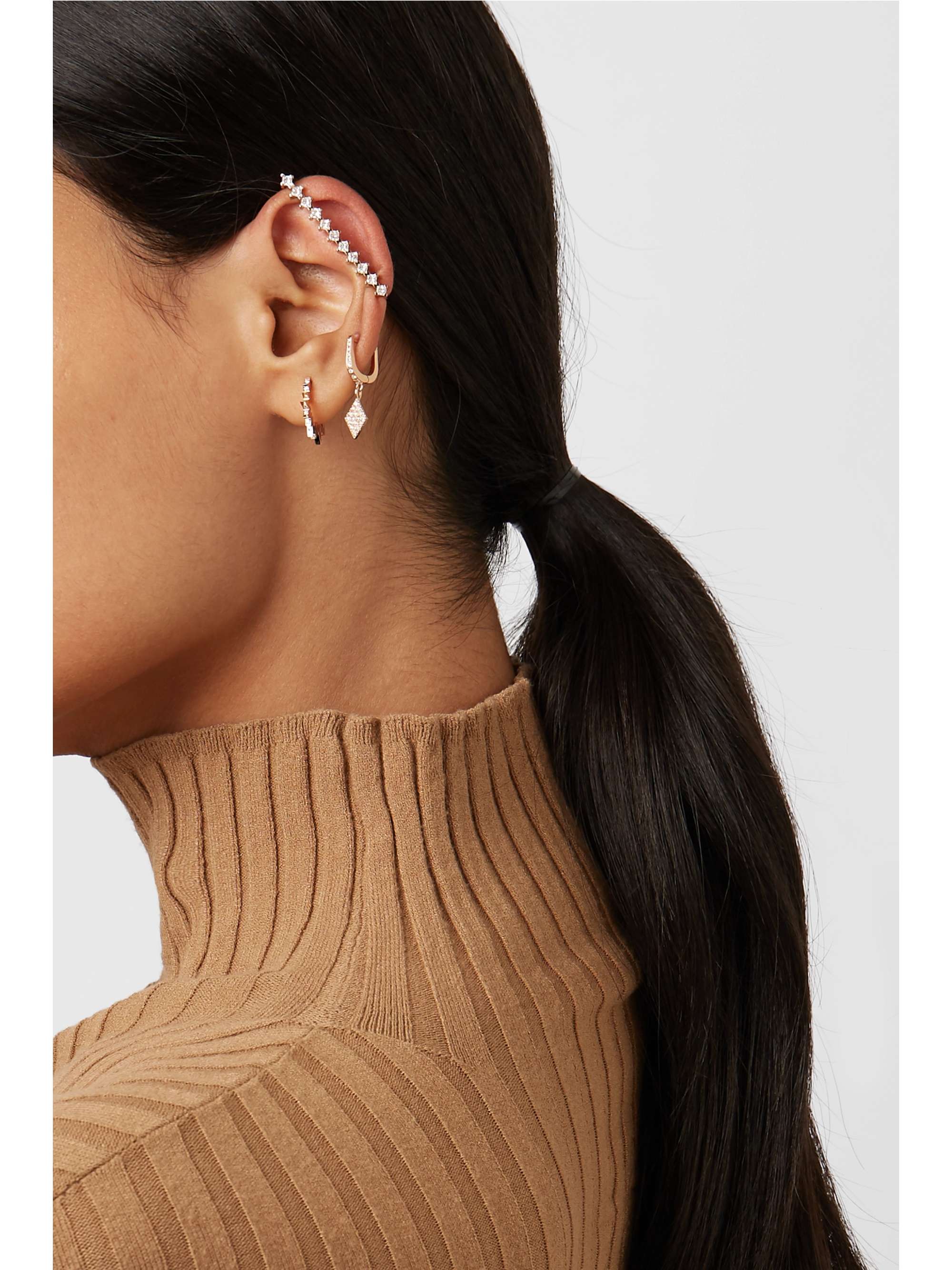 DIANE KORDAS Boucle d'oreille unique en or rose 18 carats (750/1000) et diamants Pop Art