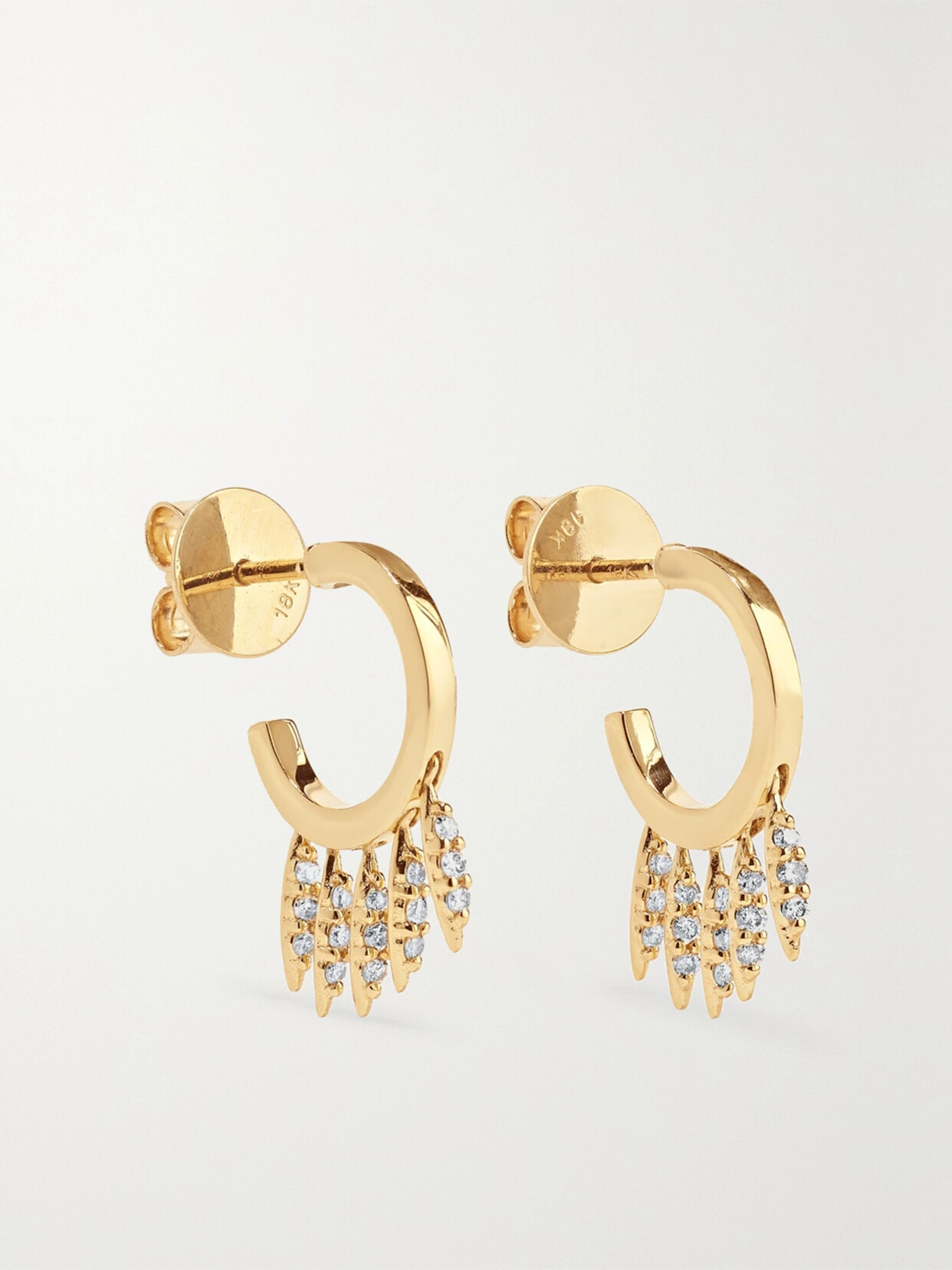 Ileana Makri Grass Clipping 18-karat Gold Diamond Earrings