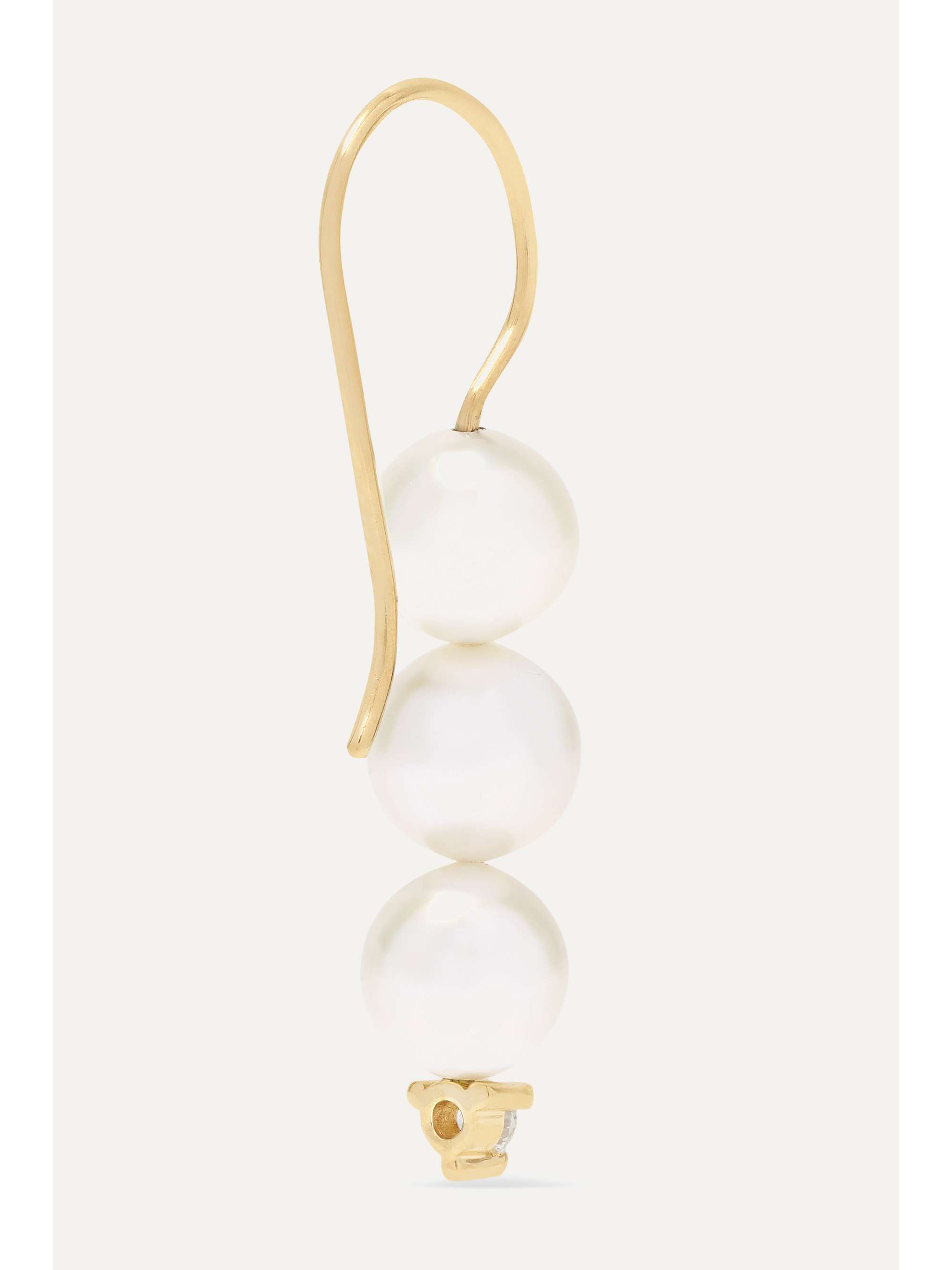 MIZUKI 14-karat gold, pearl and diamond earrings