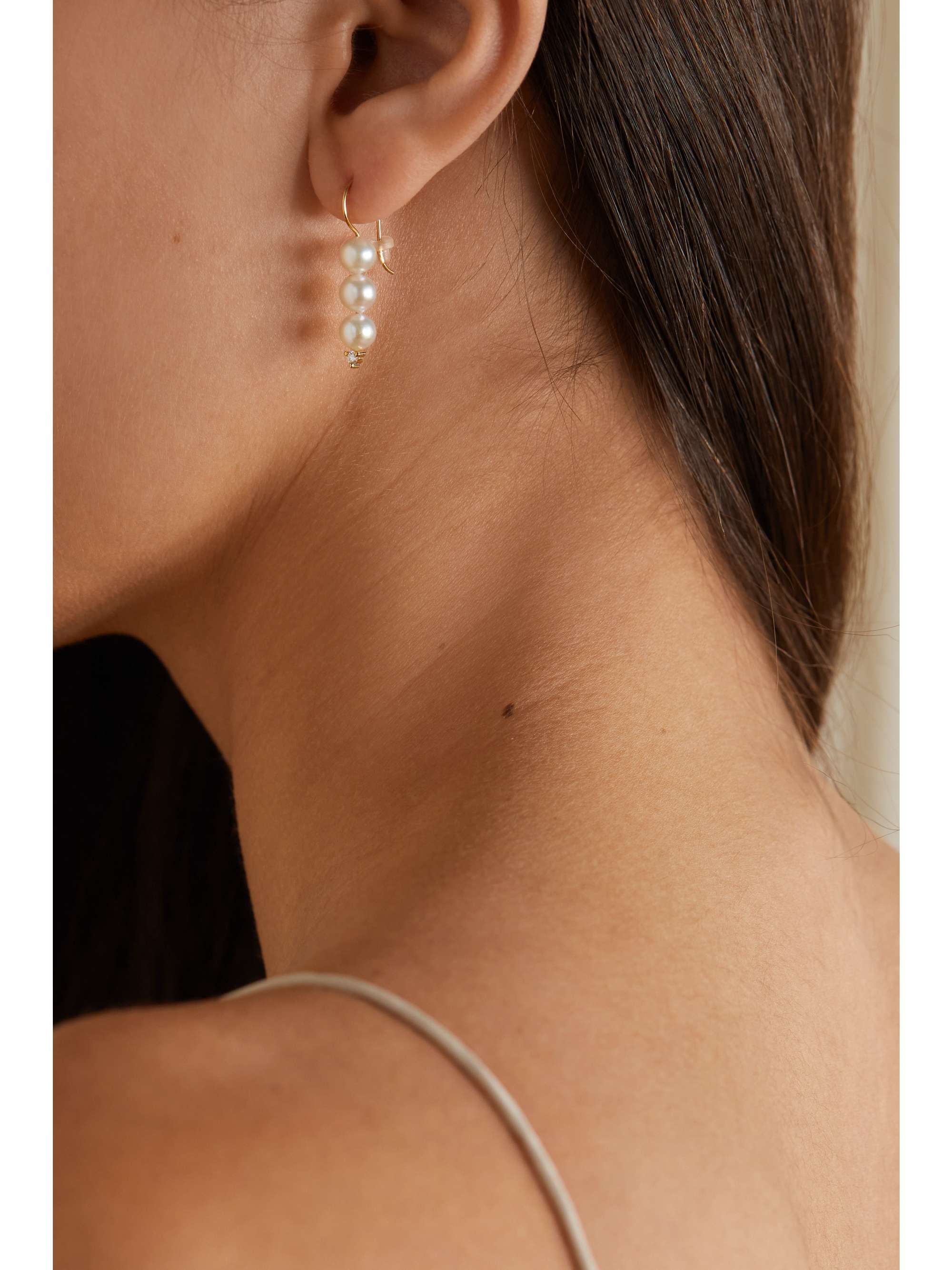 MIZUKI 14-karat gold, pearl and diamond earrings