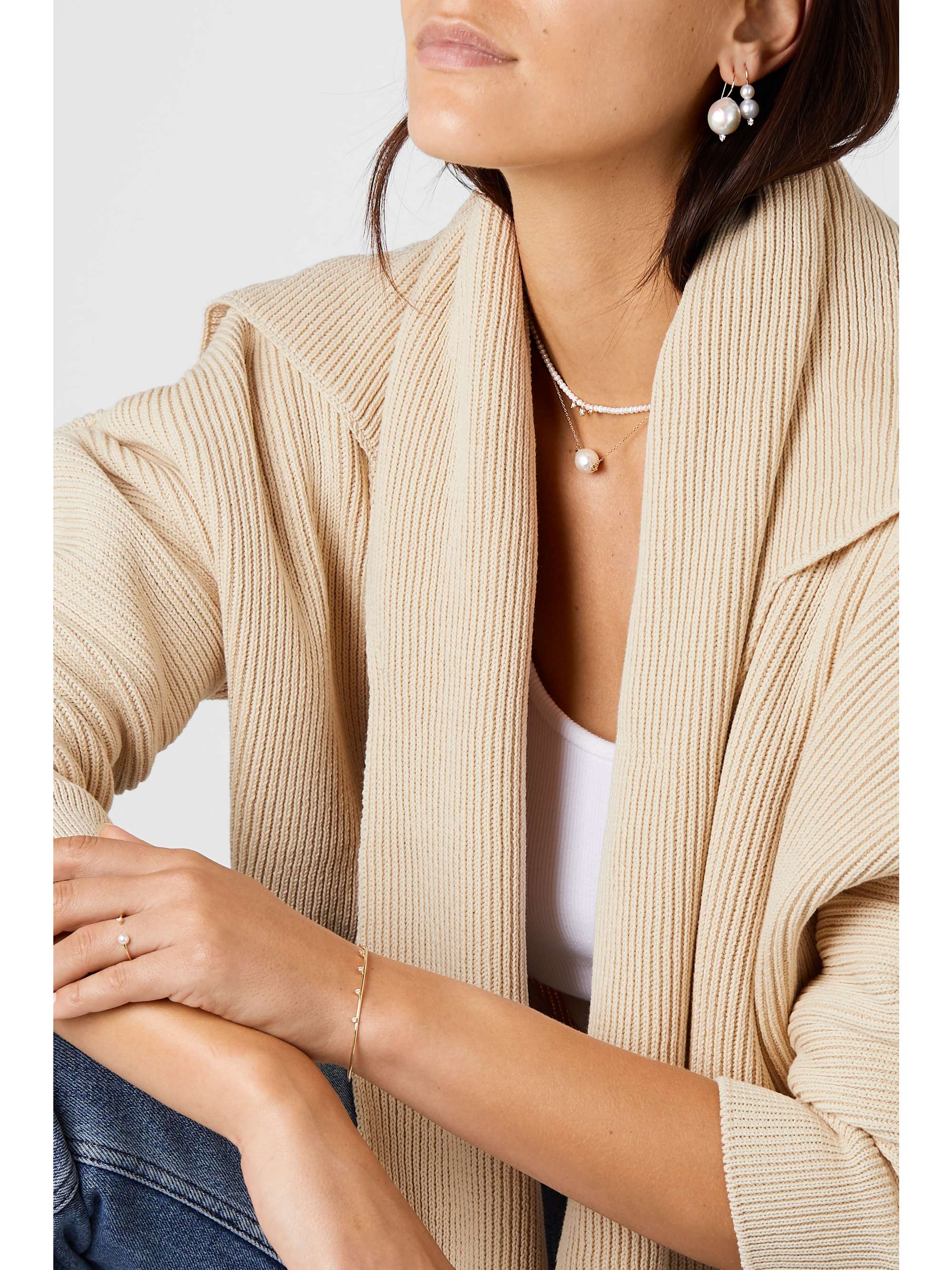 MIZUKI 14-karat gold, pearl and diamond earrings