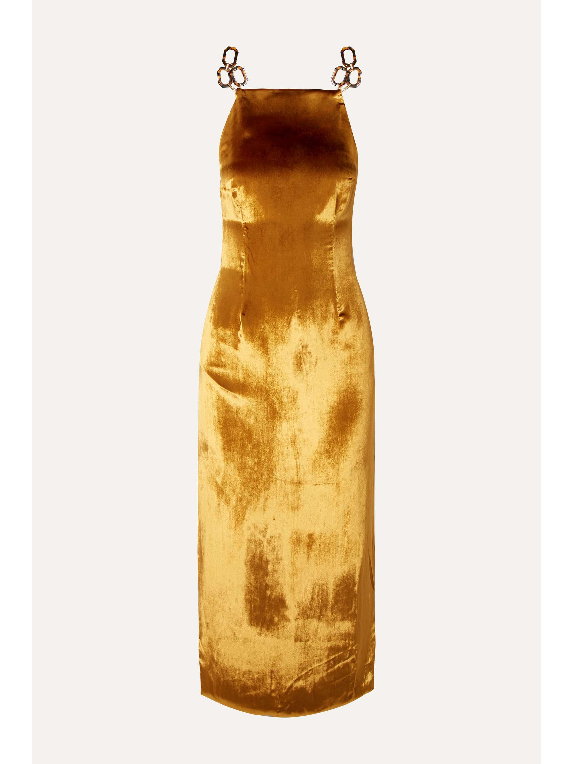 CULT GAIA Mina satin-trimmed velvet midi dress