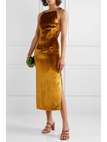 Cult Gaia Mina satin-trimmed velvet midi dress