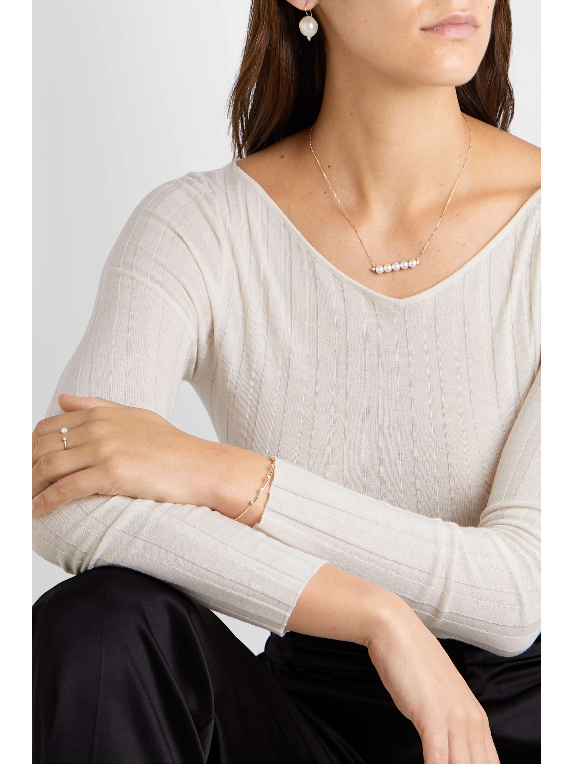 MIZUKI 14-karat gold, pearl and diamond necklace