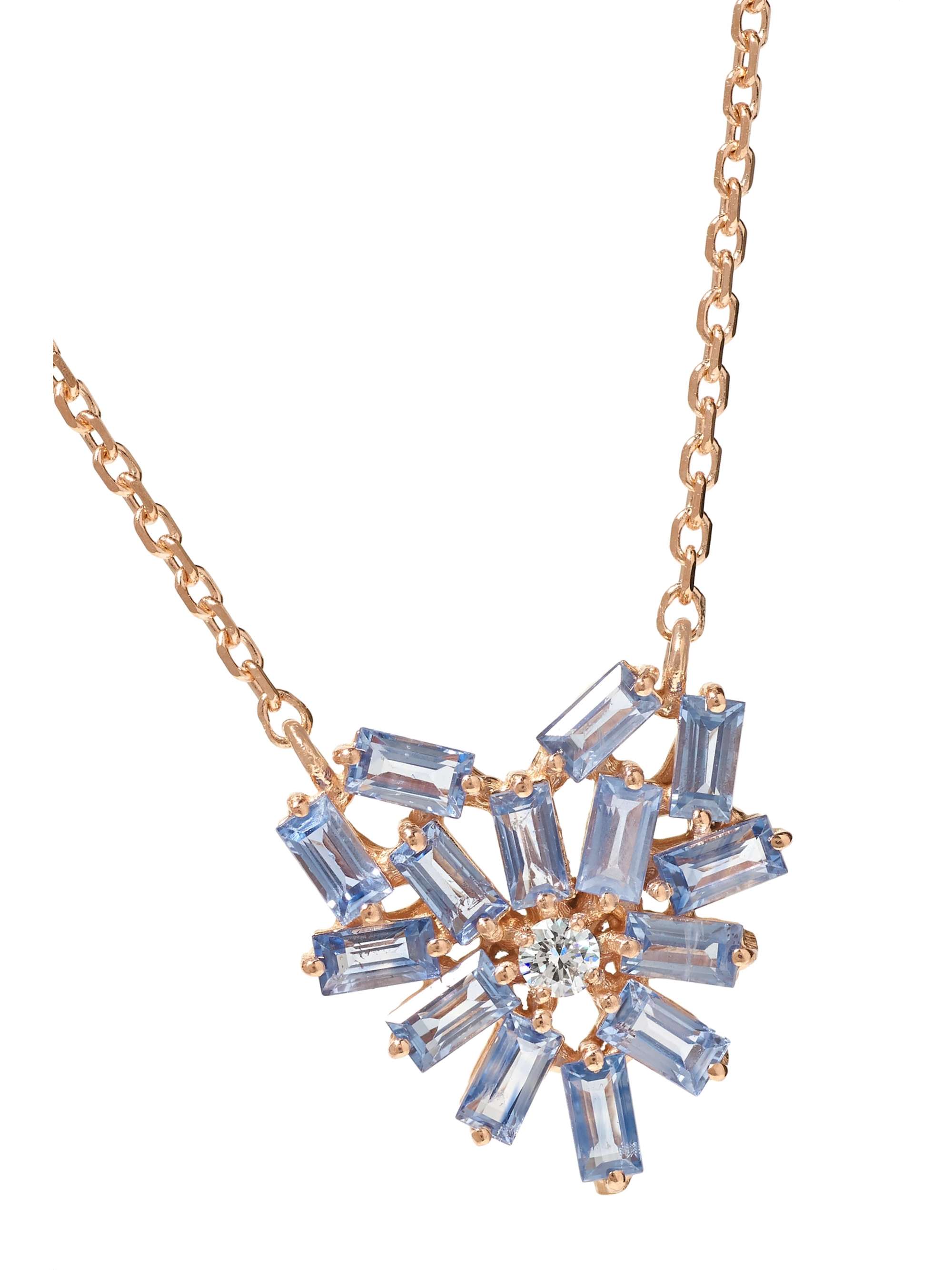 SUZANNE KALAN 18-karat rose gold, sapphire and diamond necklace