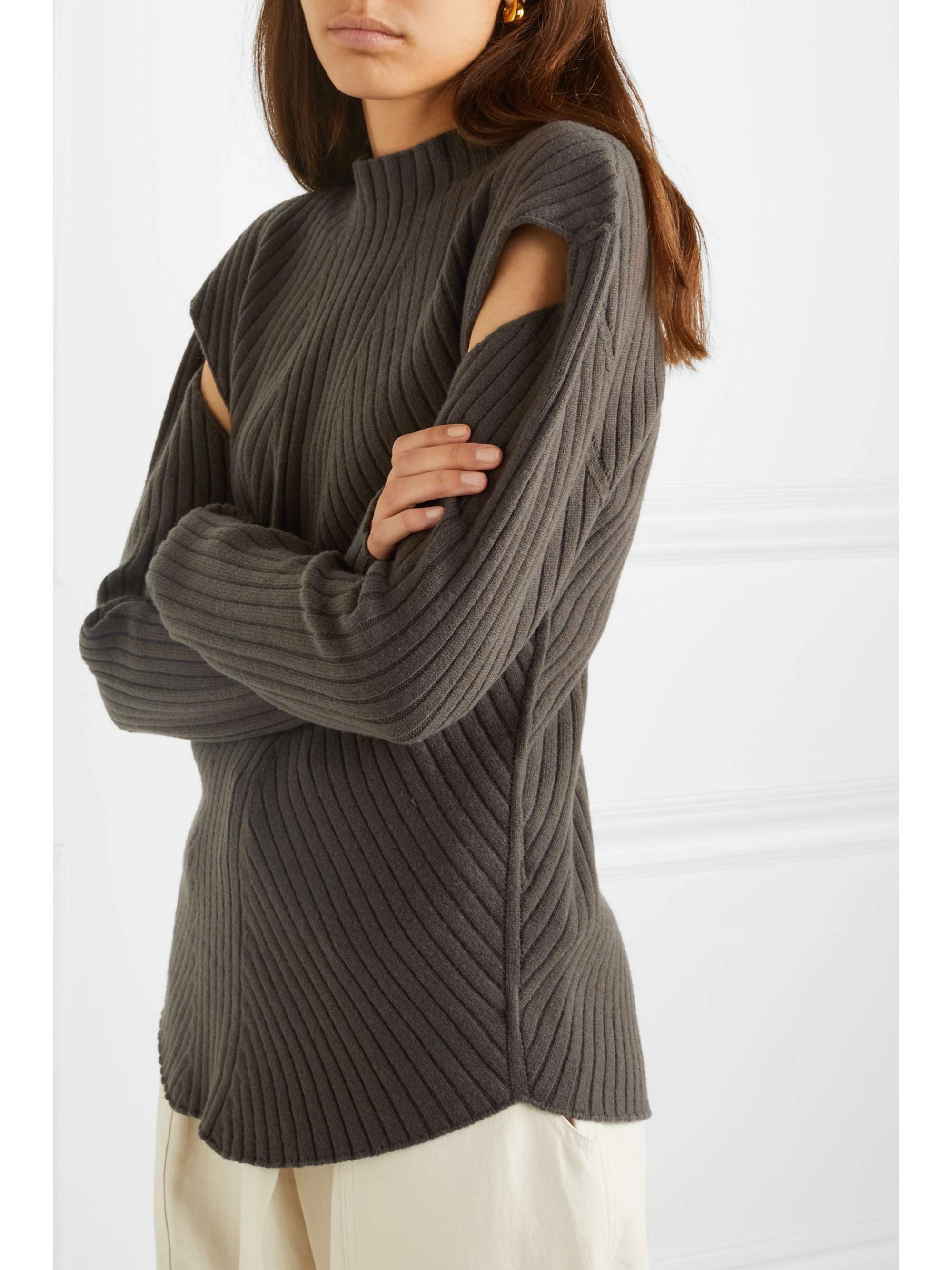 LOW CLASSIC Cutout ribbed-knit sweater