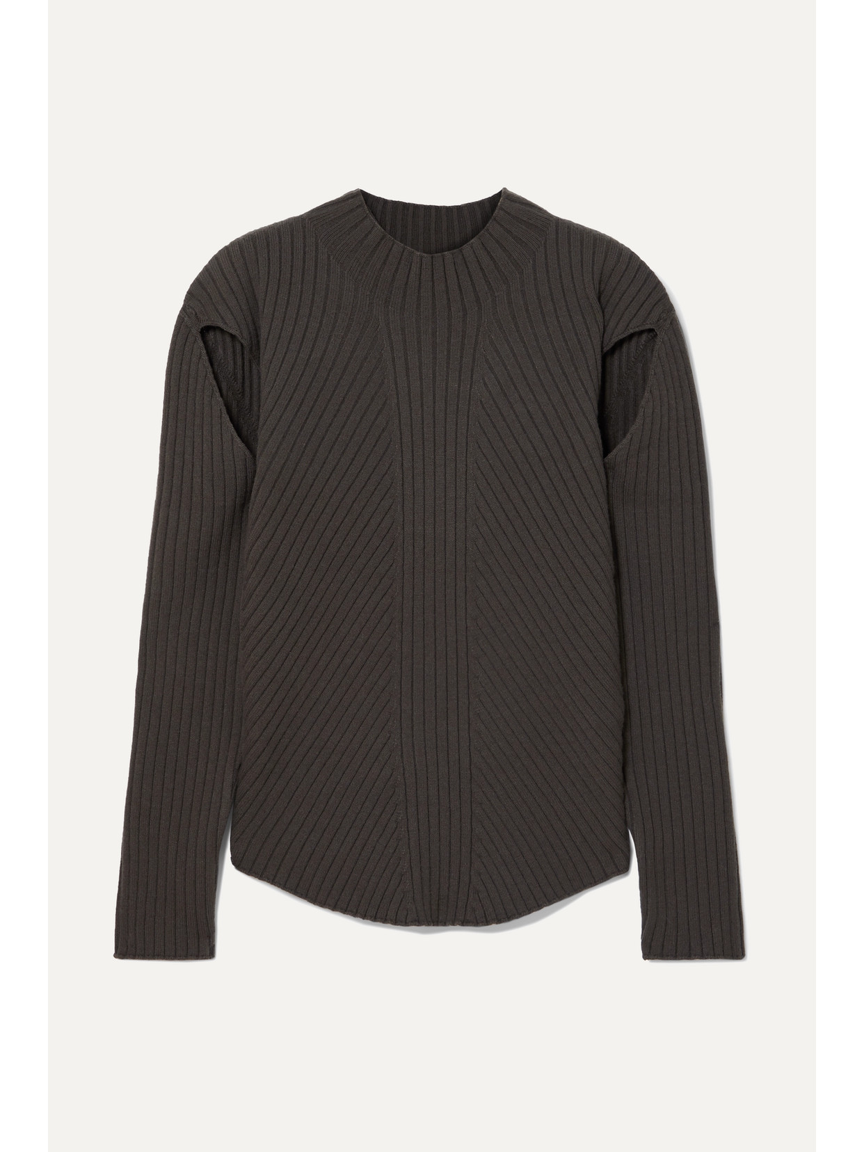 Low Classic Cutout Ribbed-knit Jumper In Brown