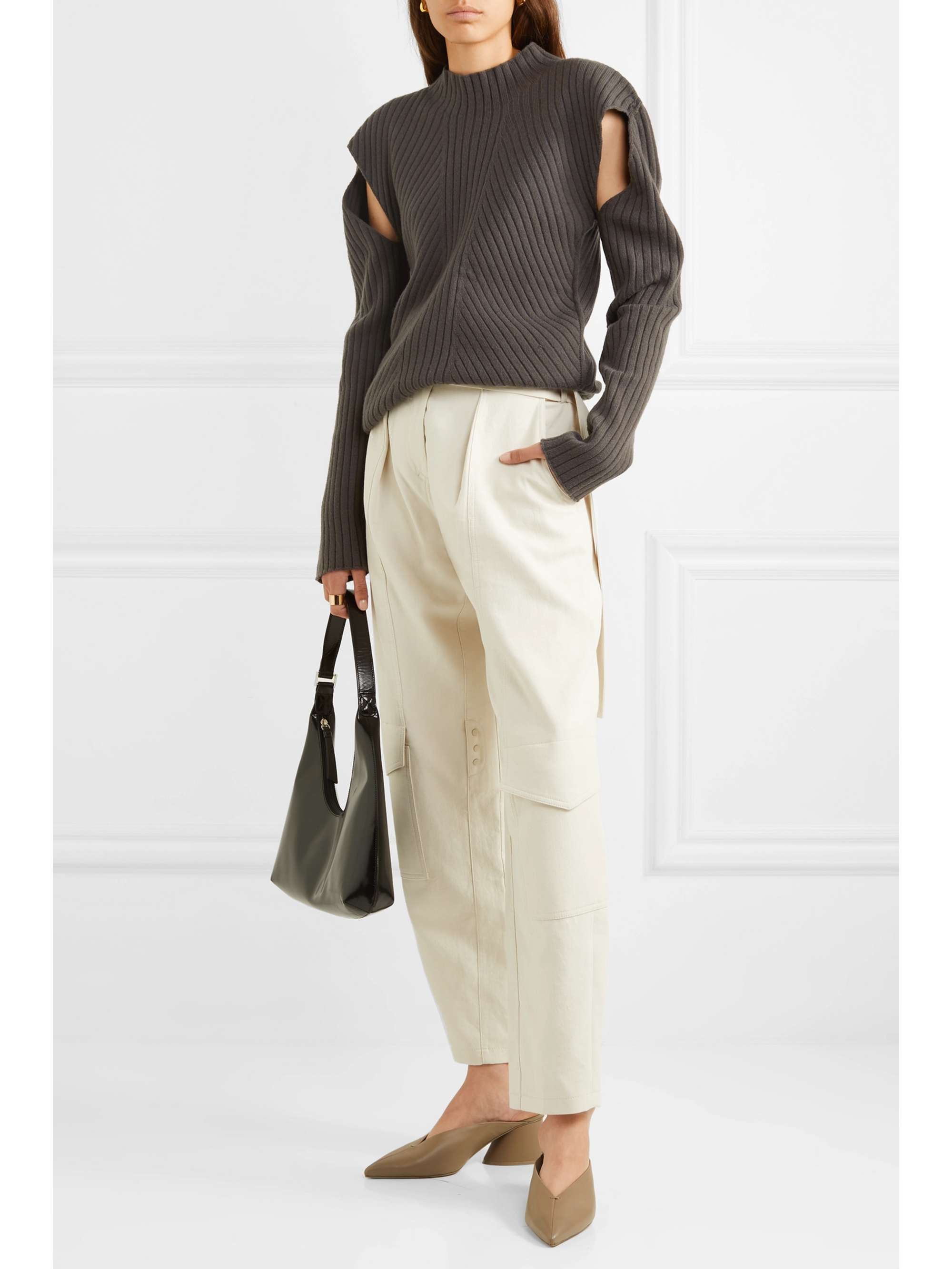 LOW CLASSIC Cutout ribbed-knit sweater