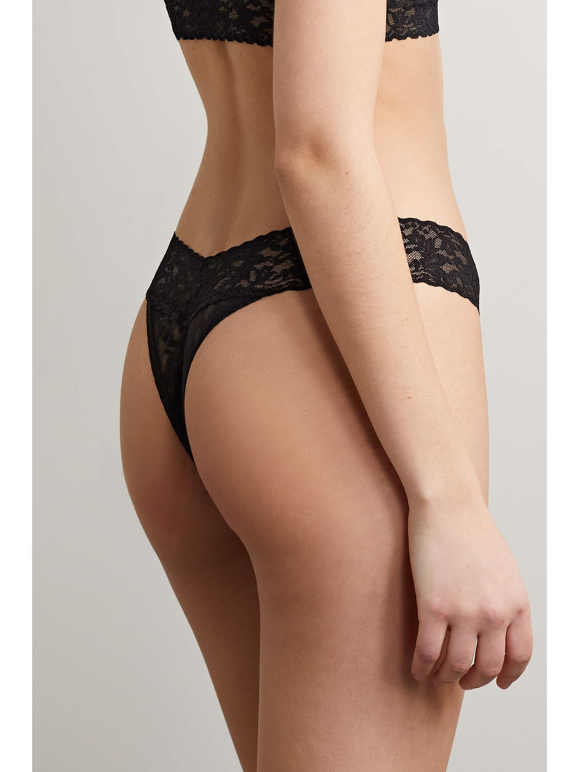 HANKY PANKY + NET SUSTAIN Set of three stretch-lace thongs