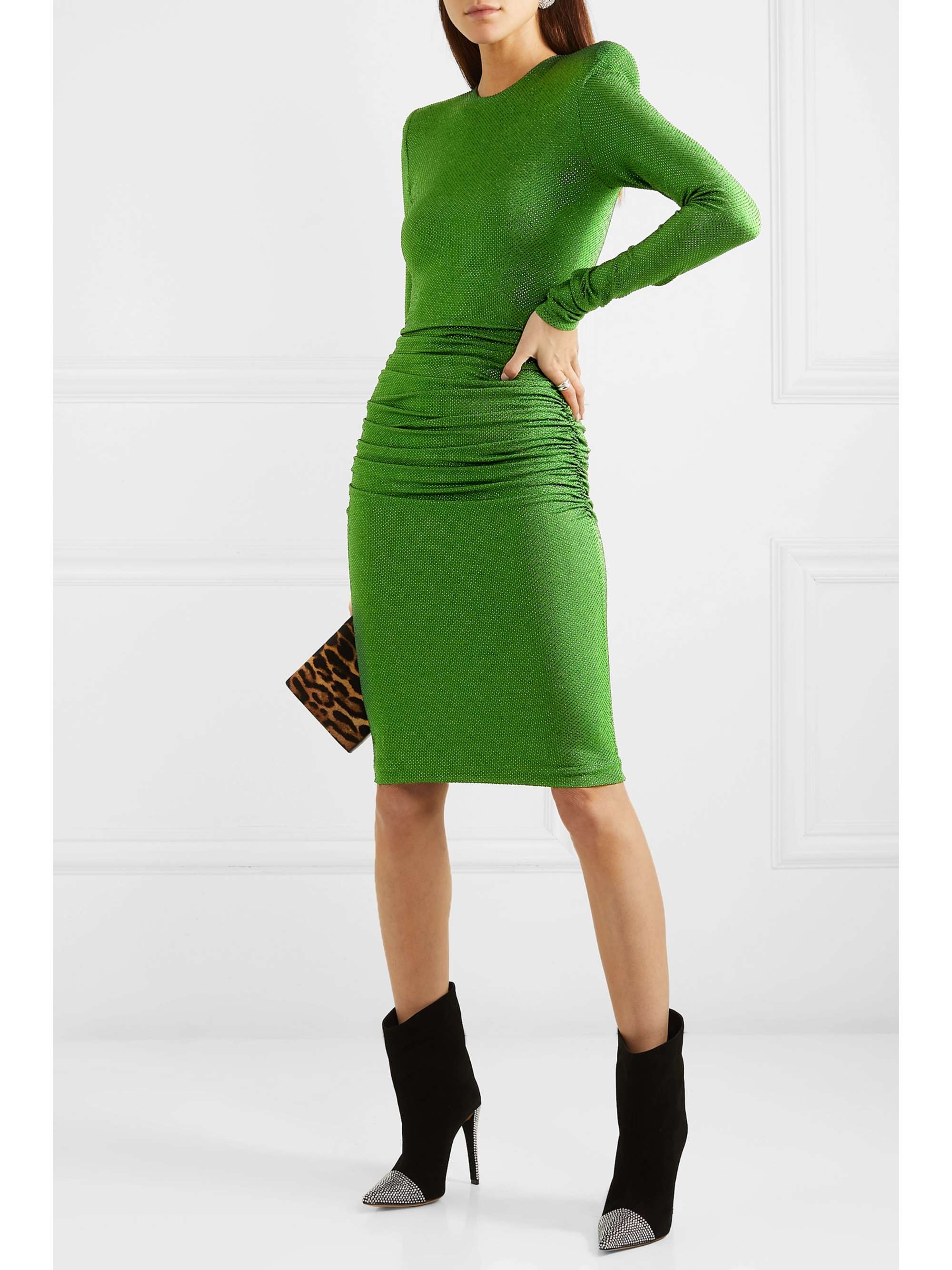 ALEXANDRE VAUTHIER Ruched crystal-embellished stretch-jersey dress