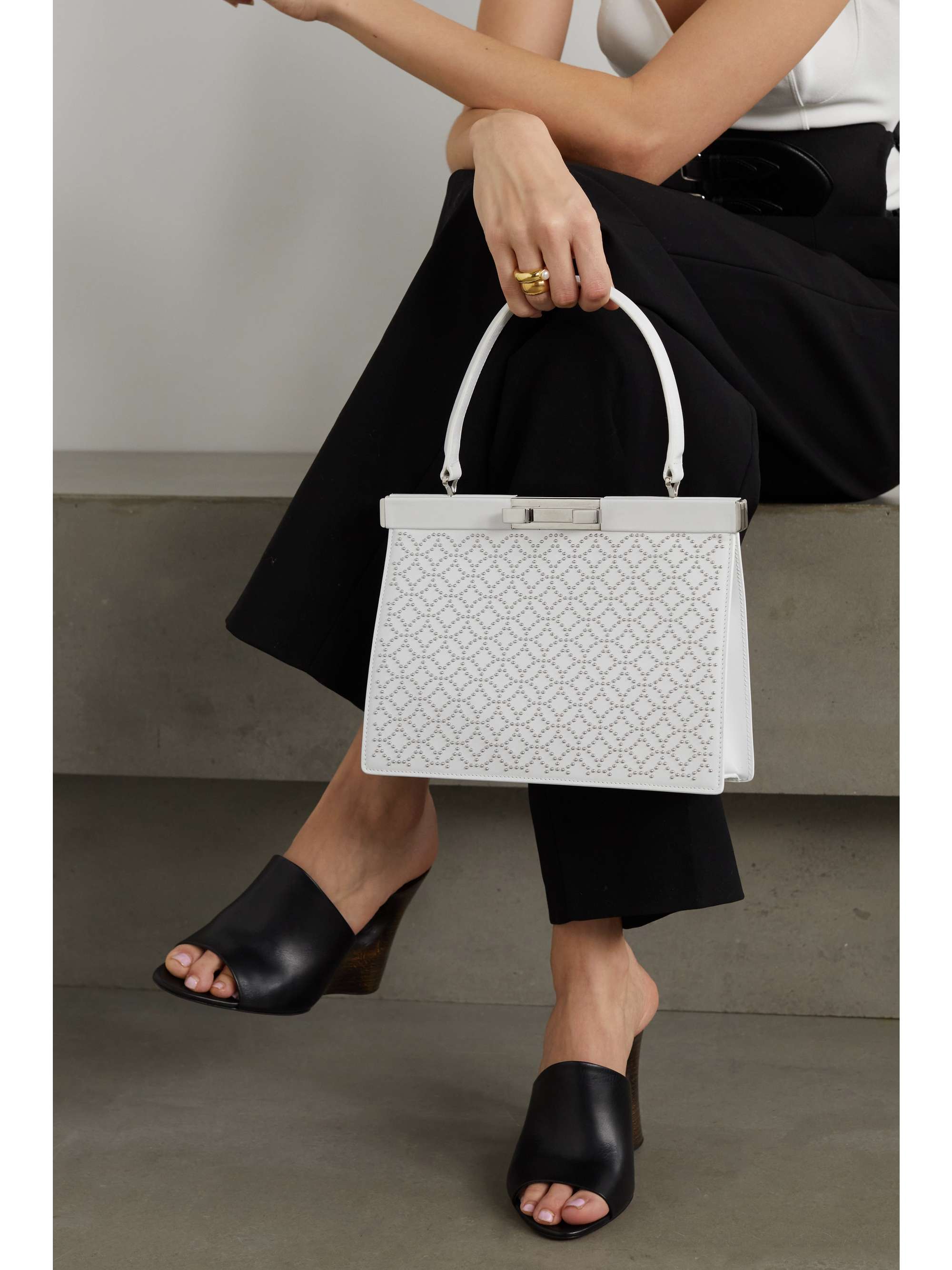 studded leather tote