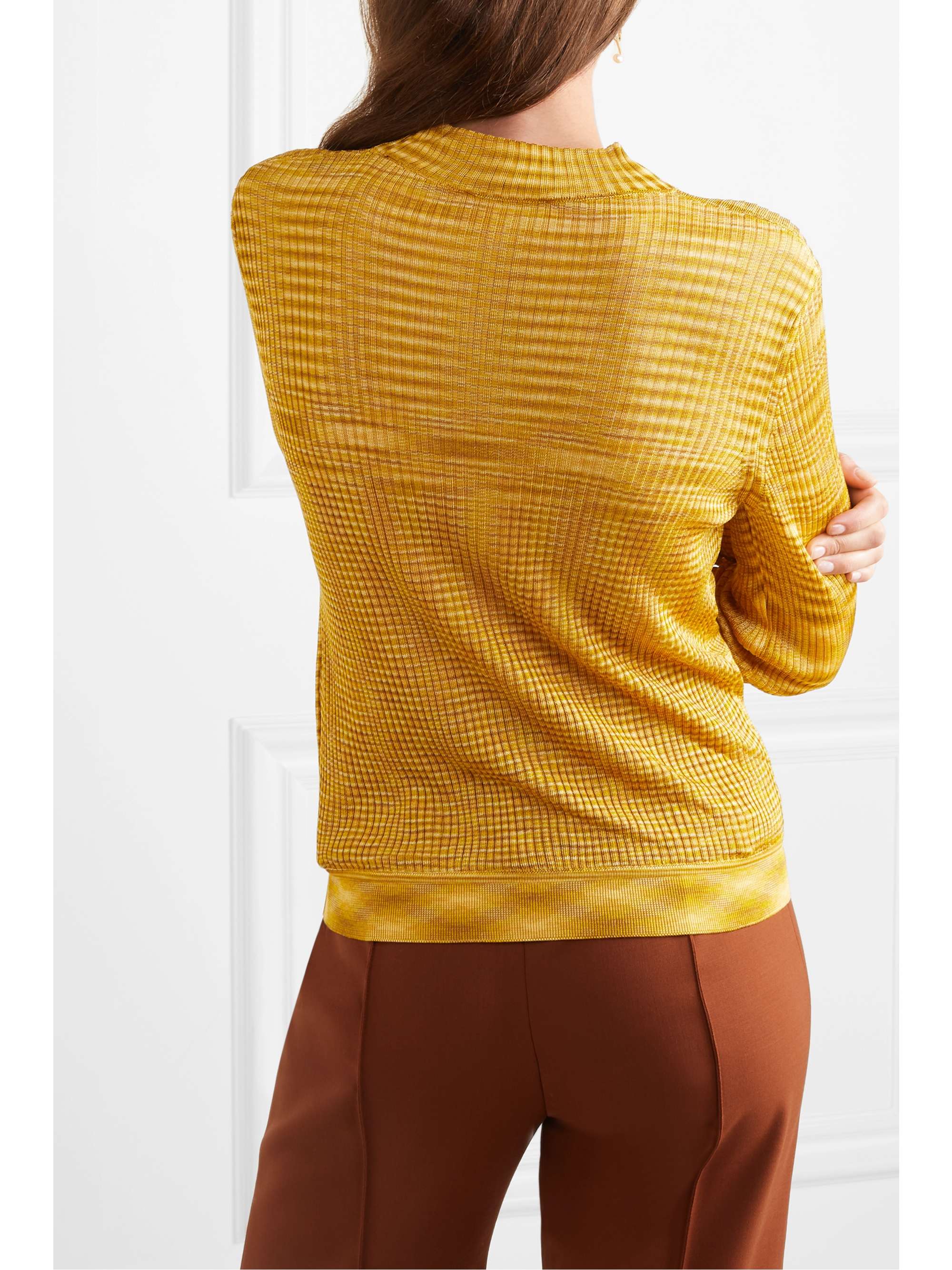MISSONI Striped ribbed crochet-knit sweater