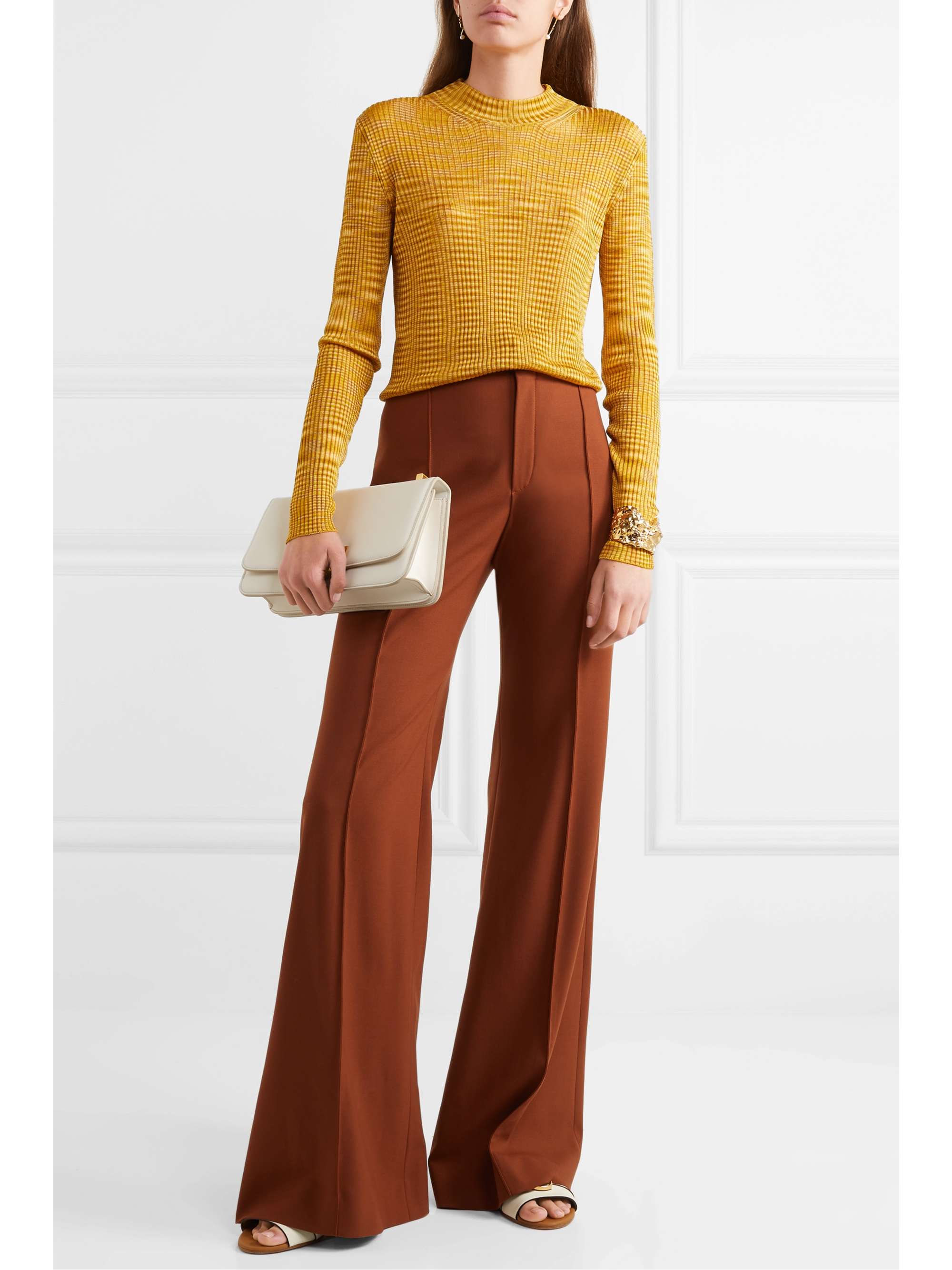 MISSONI Striped ribbed crochet-knit sweater