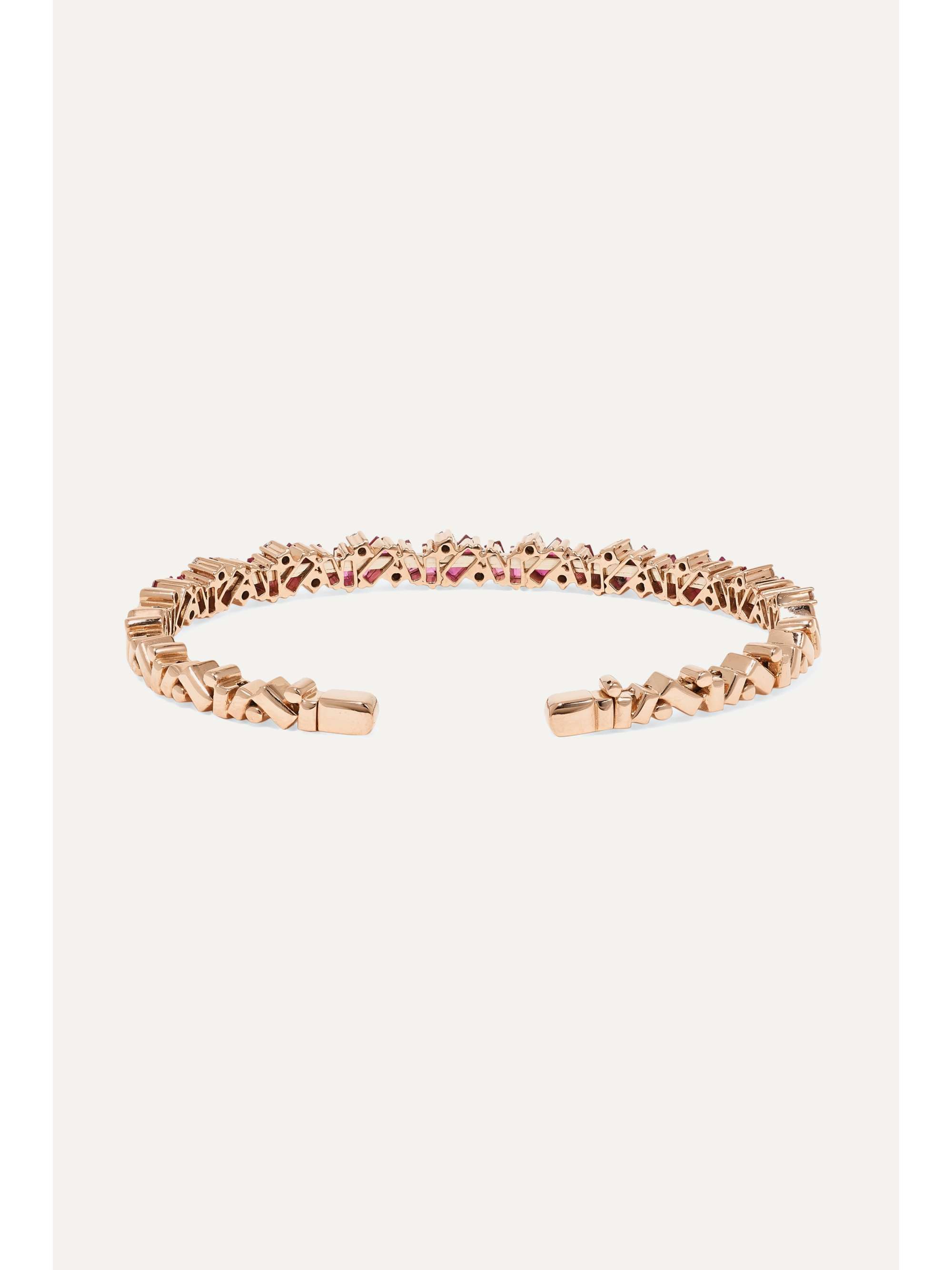 SUZANNE KALAN 18-karat rose gold, ruby and diamond cuff