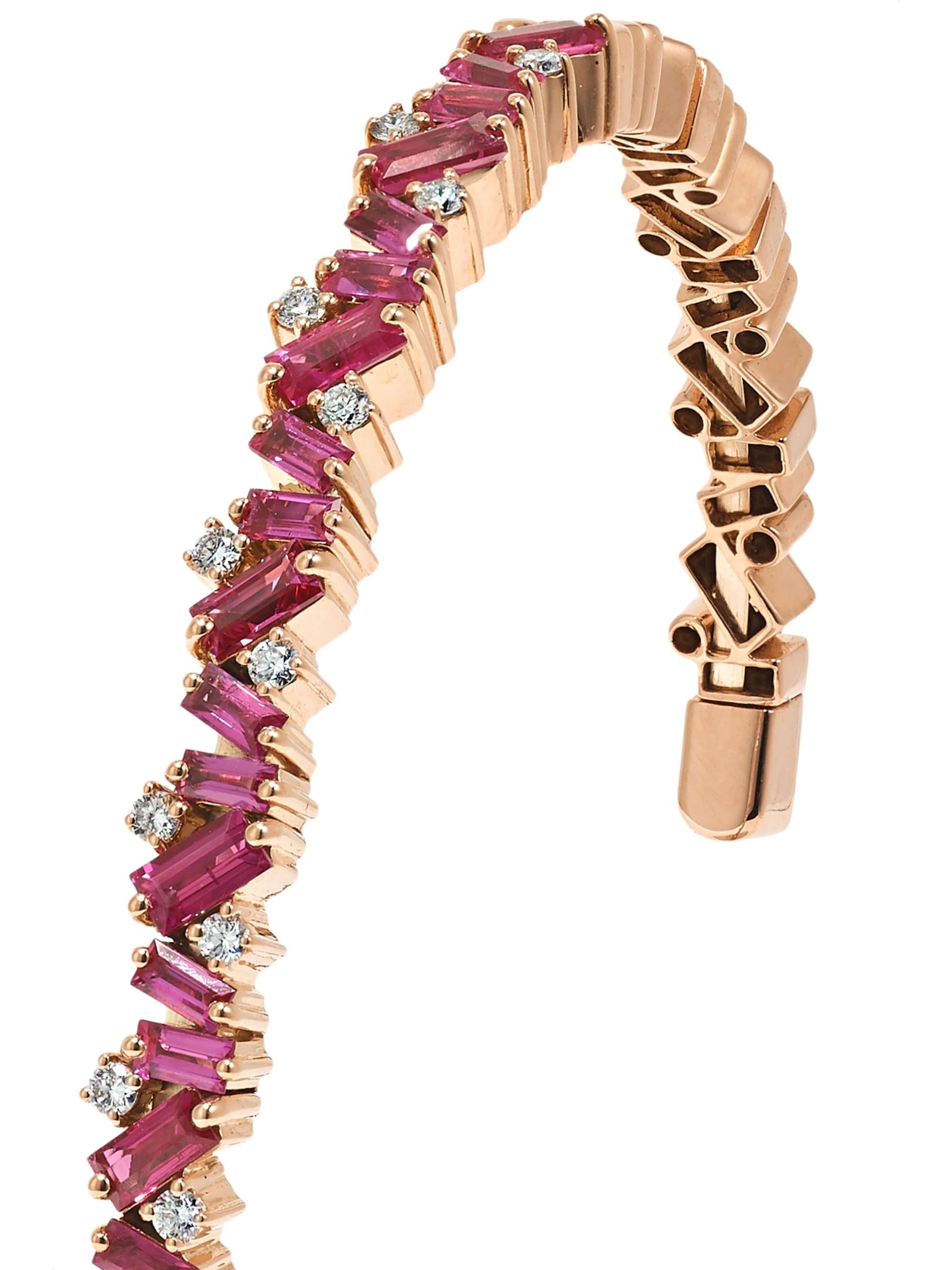 SUZANNE KALAN 18-karat rose gold, ruby and diamond cuff