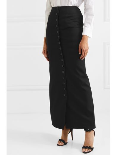 crepe maxi skirt with back zipper and ribbon