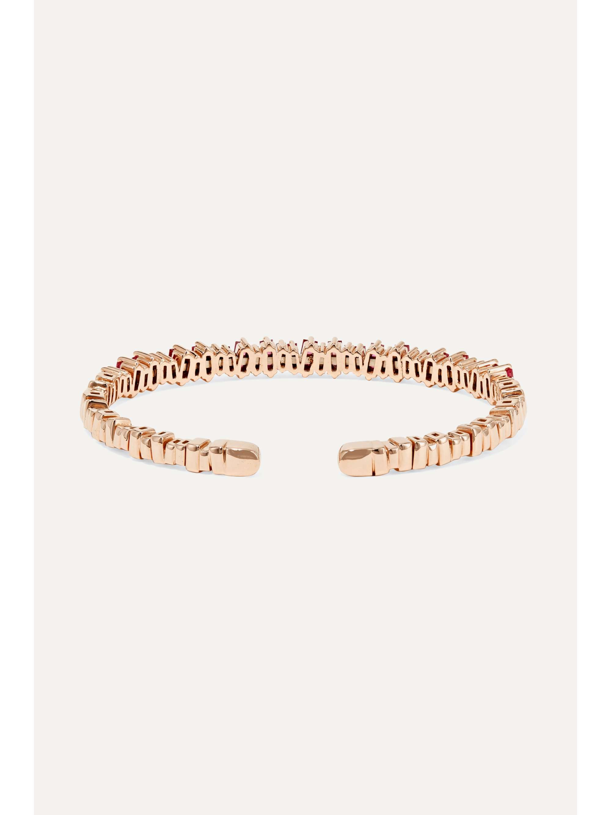 SUZANNE KALAN 18-karat rose gold, ruby and diamond cuff