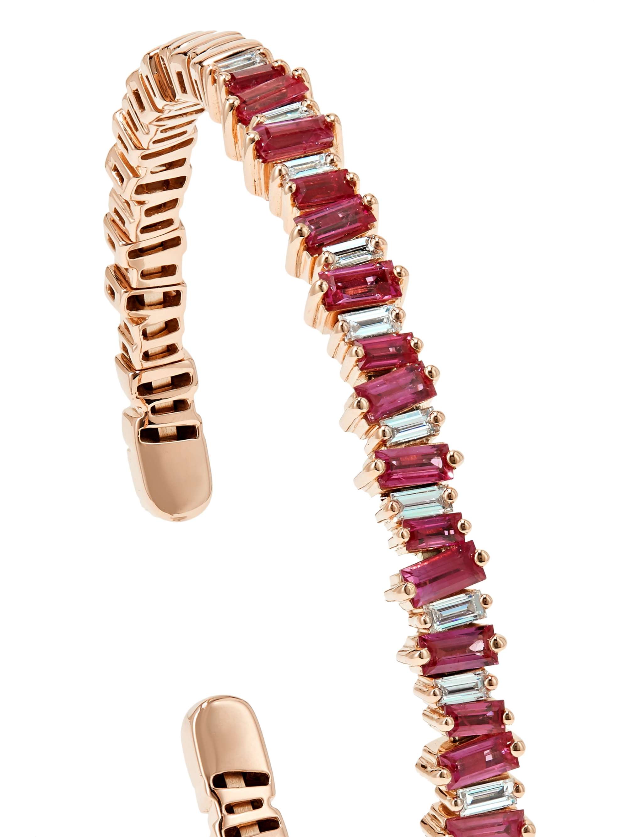 SUZANNE KALAN 18-karat rose gold, ruby and diamond cuff