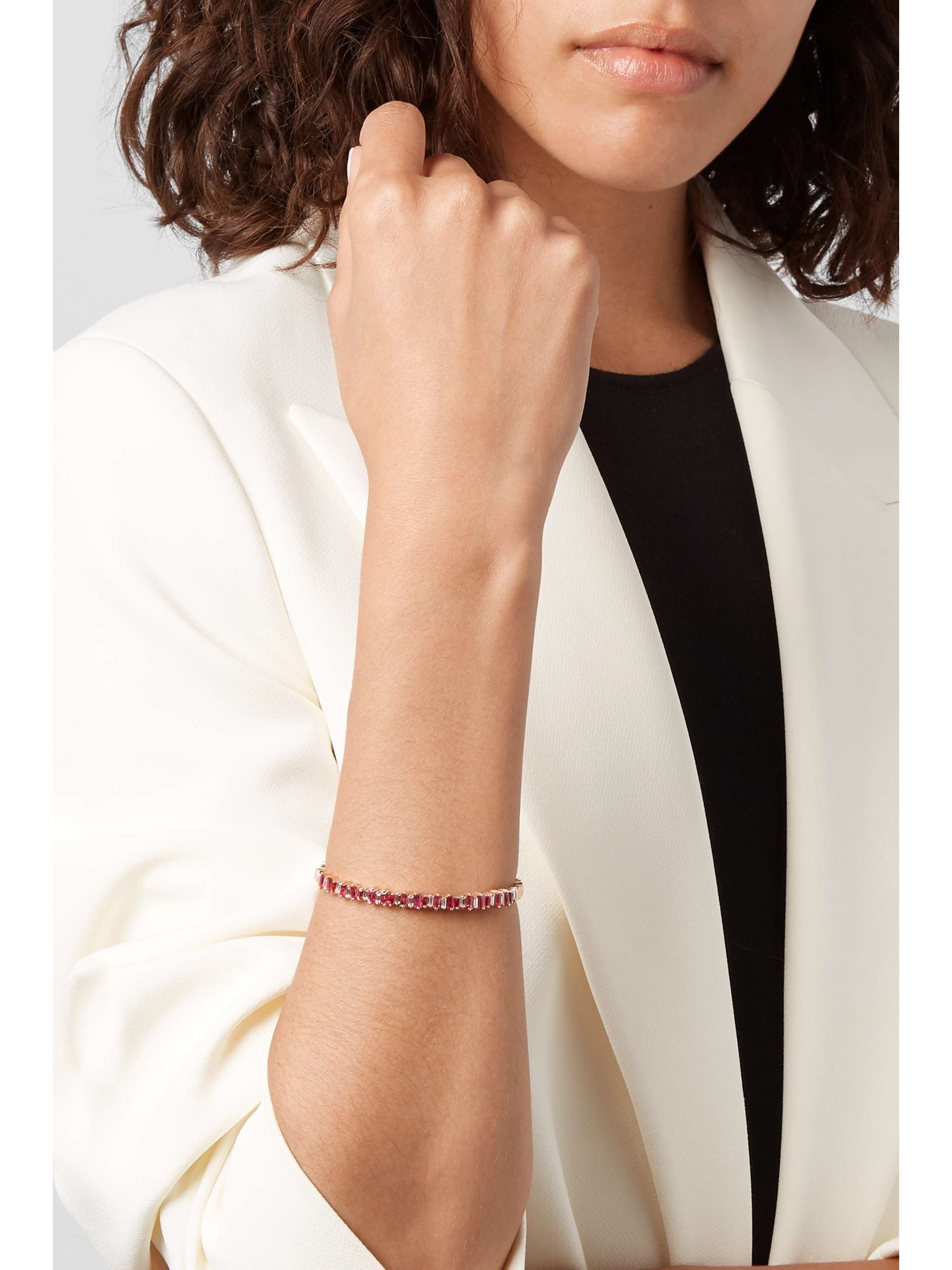 SUZANNE KALAN 18-karat rose gold, ruby and diamond cuff