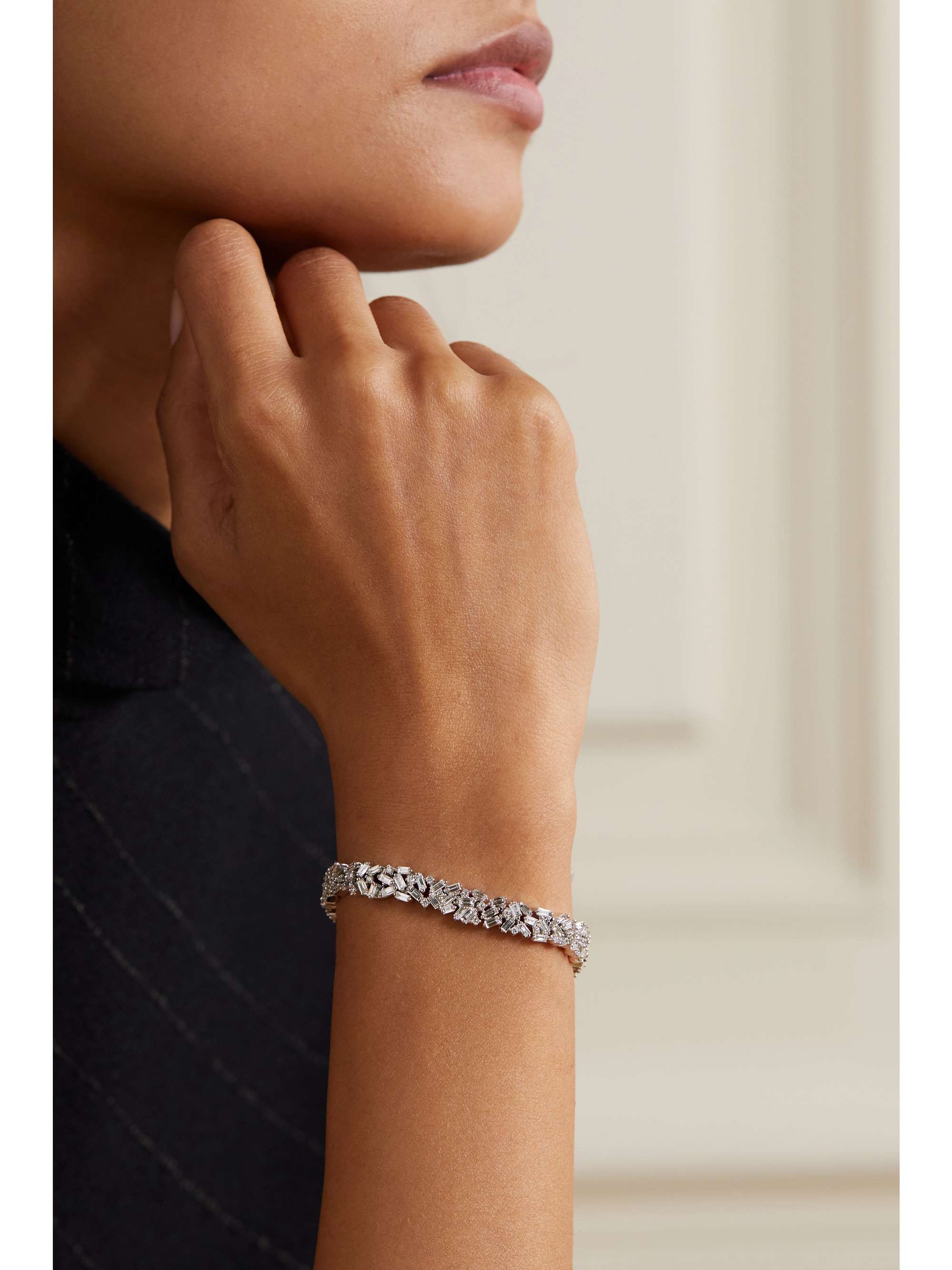 SUZANNE KALAN 18-karat white gold diamond bracelet