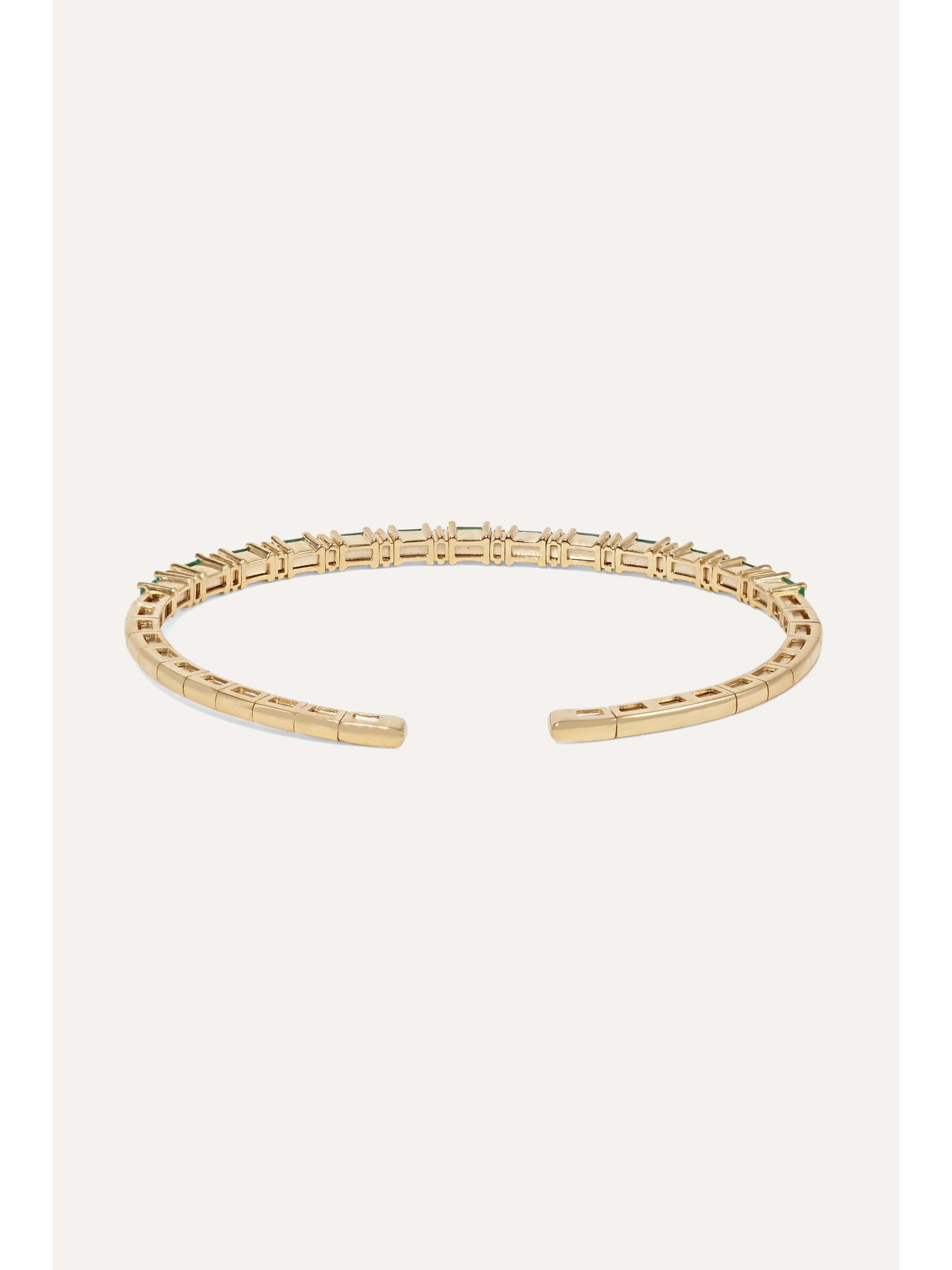 SUZANNE KALAN 18-karat gold, emerald and diamond cuff